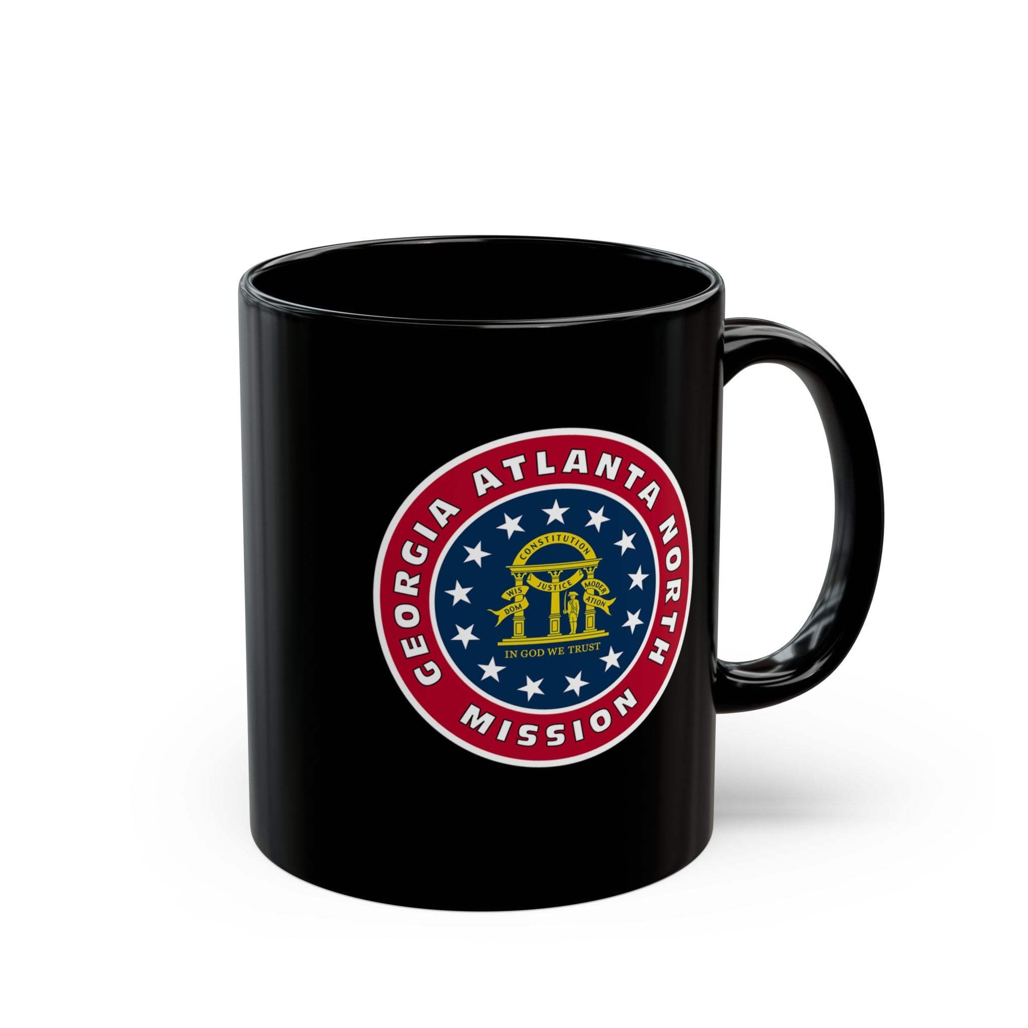 Georgia Atlanta North Mission State Flag Logo Ceramic Mug Black Name - Latter-Day Saint LDS Missionary Gift - Book of Mormon