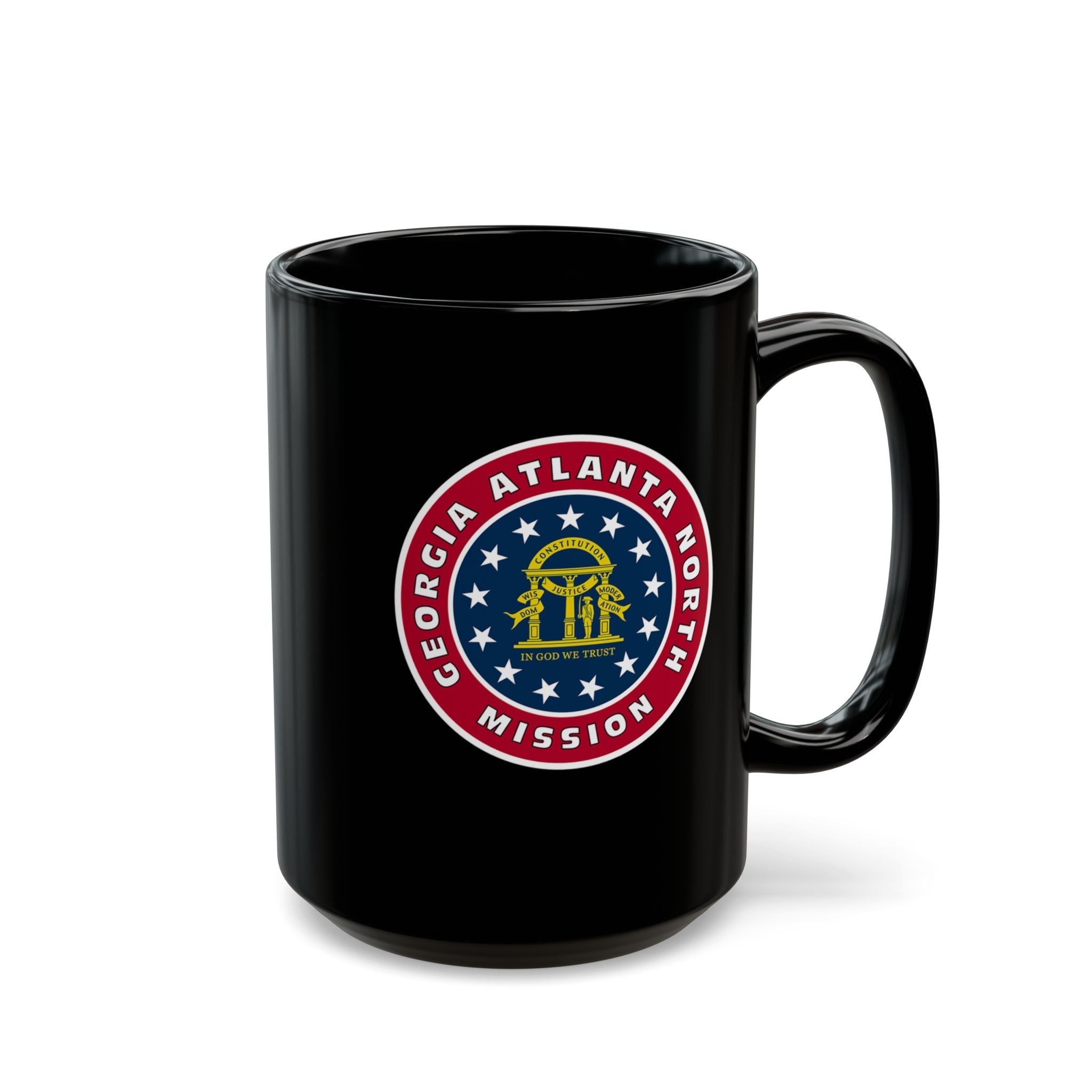 Georgia Atlanta North Mission State Flag Logo Ceramic Mug Black Name - Latter-Day Saint LDS Missionary Gift - Book of Mormon