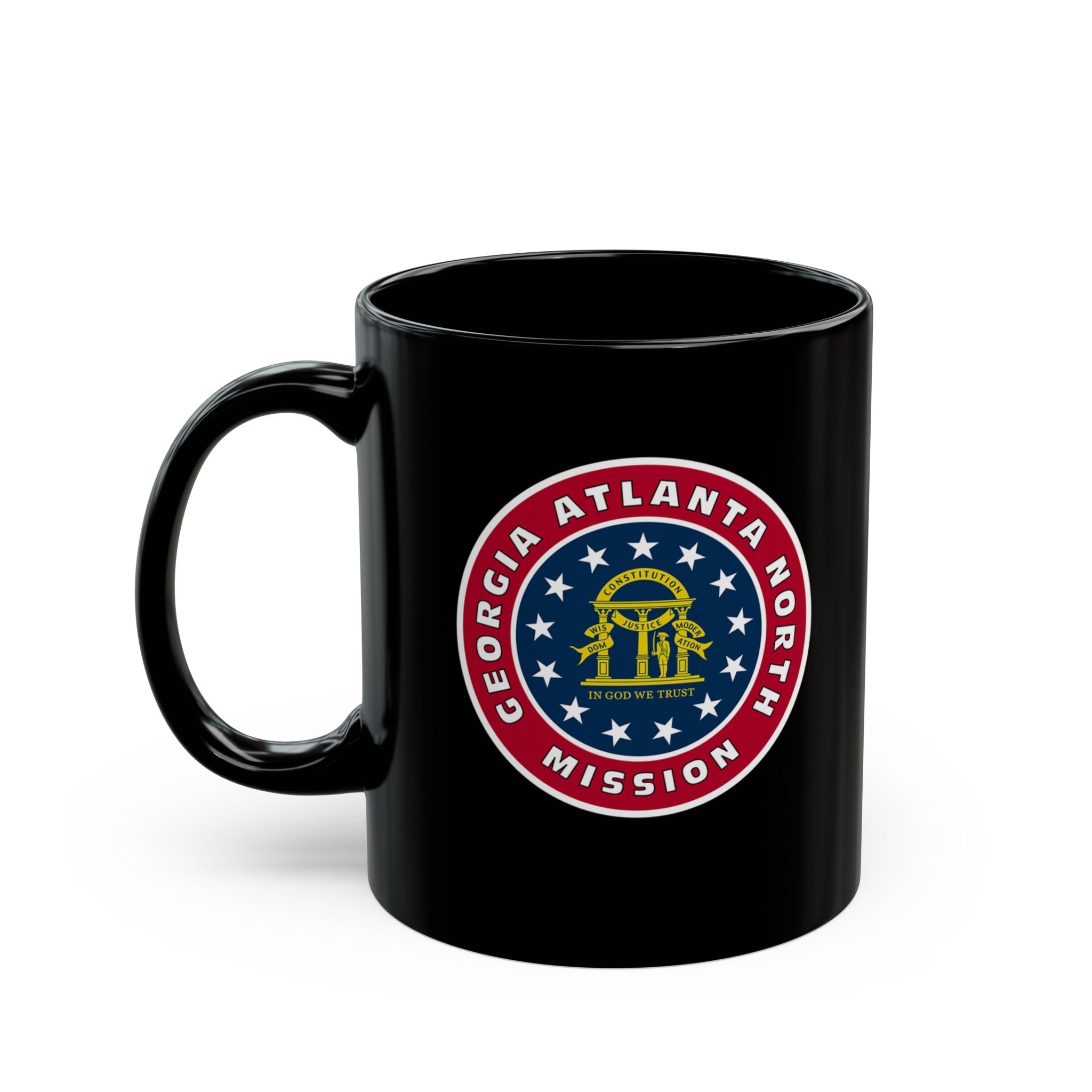 Georgia Atlanta North Mission State Flag Logo Ceramic Mug Black Name - Latter-Day Saint LDS Missionary Gift - Book of Mormon