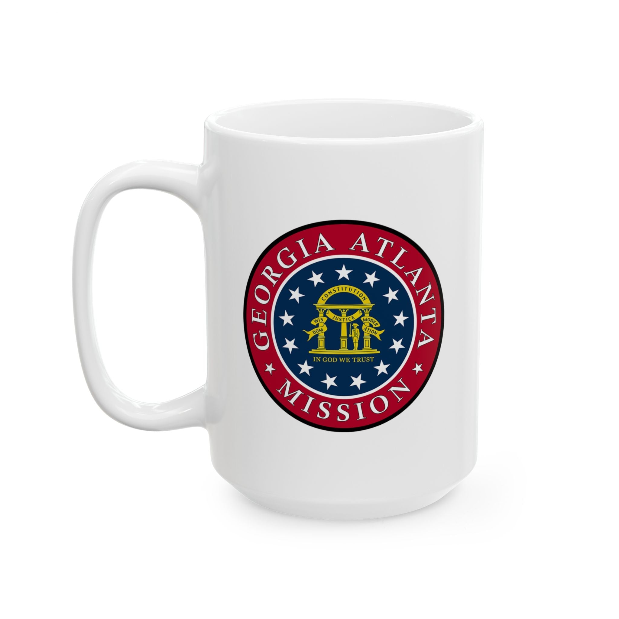 Georgia Atlanta North Mission State Flag Logo Ceramic Mug White Name - Latter-Day Saint LDS Missionary Gift - Book of Mormon