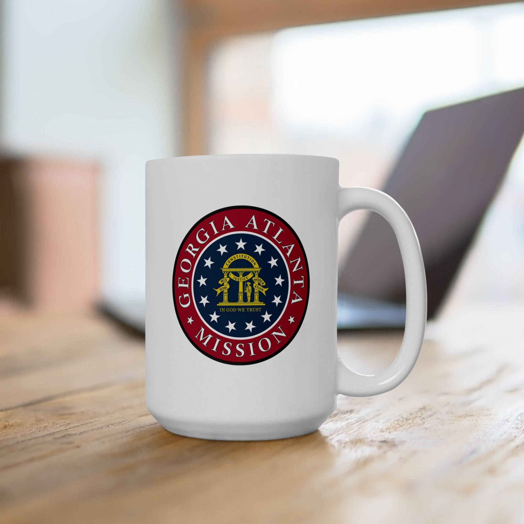 Georgia Atlanta North Mission State Flag Logo Ceramic Mug White Name - Latter-Day Saint LDS Missionary Gift - Book of Mormon