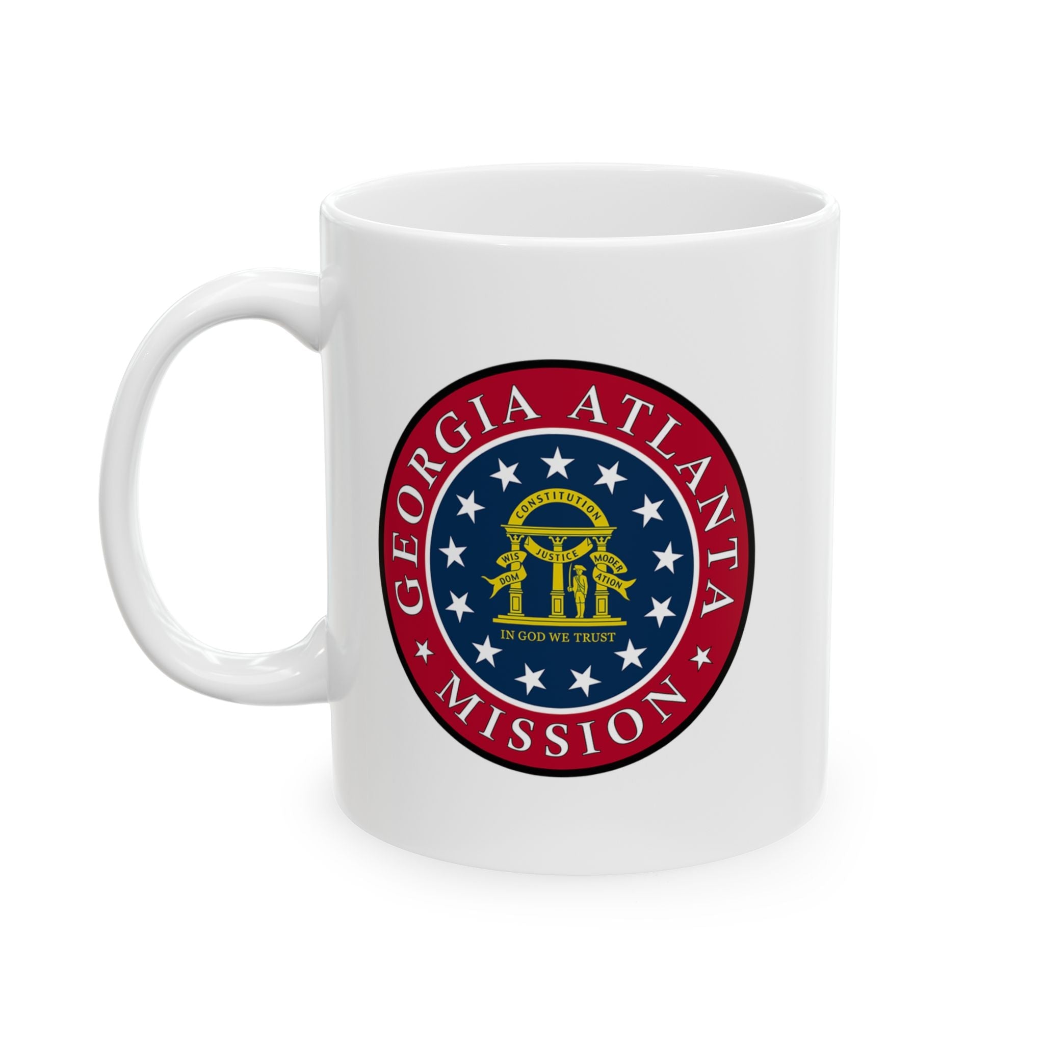 Georgia Atlanta North Mission State Flag Logo Ceramic Mug White Name - Latter-Day Saint LDS Missionary Gift - Book of Mormon