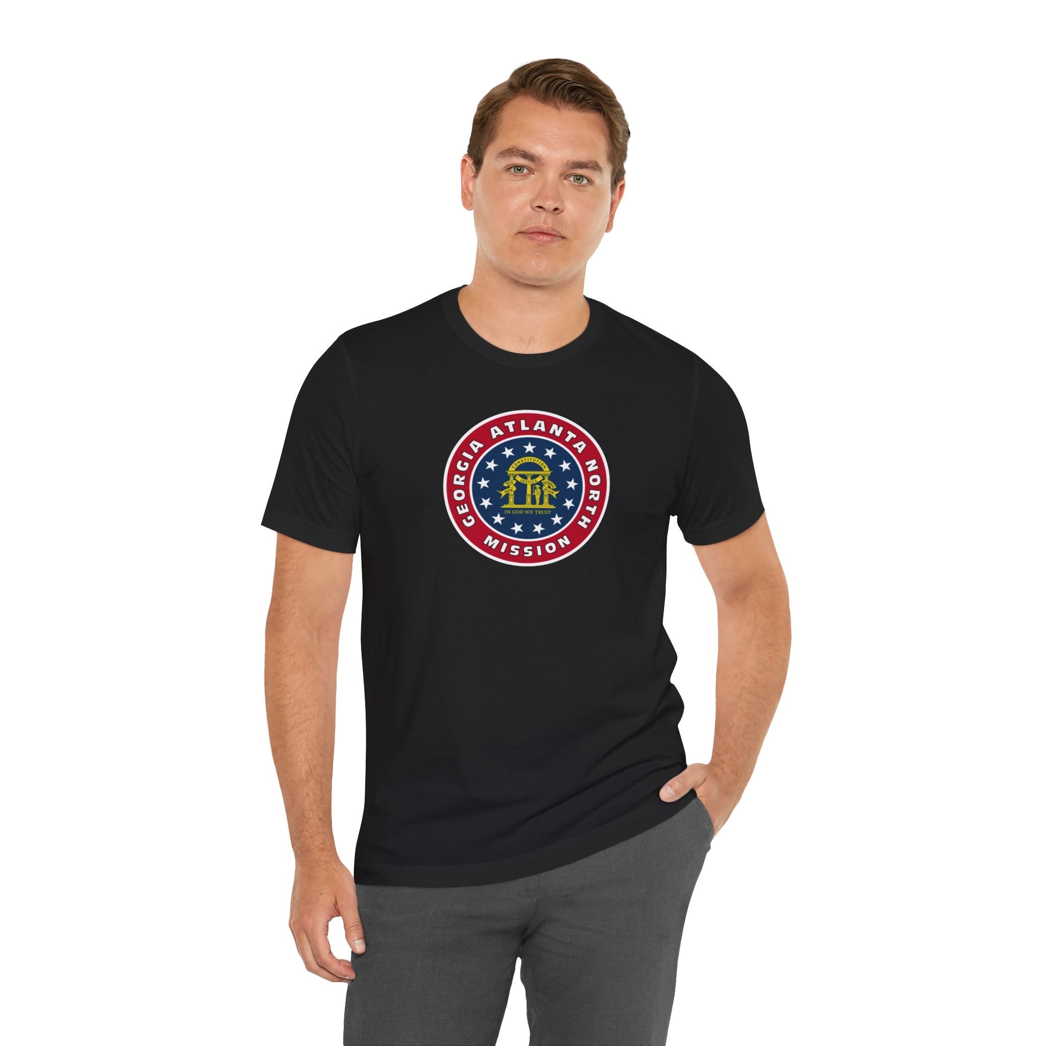 Georgia Atlanta North Mission State Flag Logo (White Border) T-shirt - Mission Wishlist - LDS Missionary Gift Store