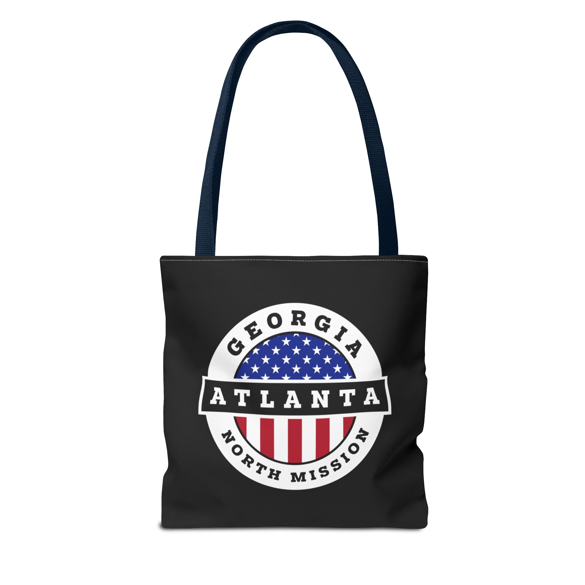 Georgia Atlanta North Mission USA Flag Logo Tote Bag Black - Latter-Day Saint LDS Missionary Gift - Book of Mormon