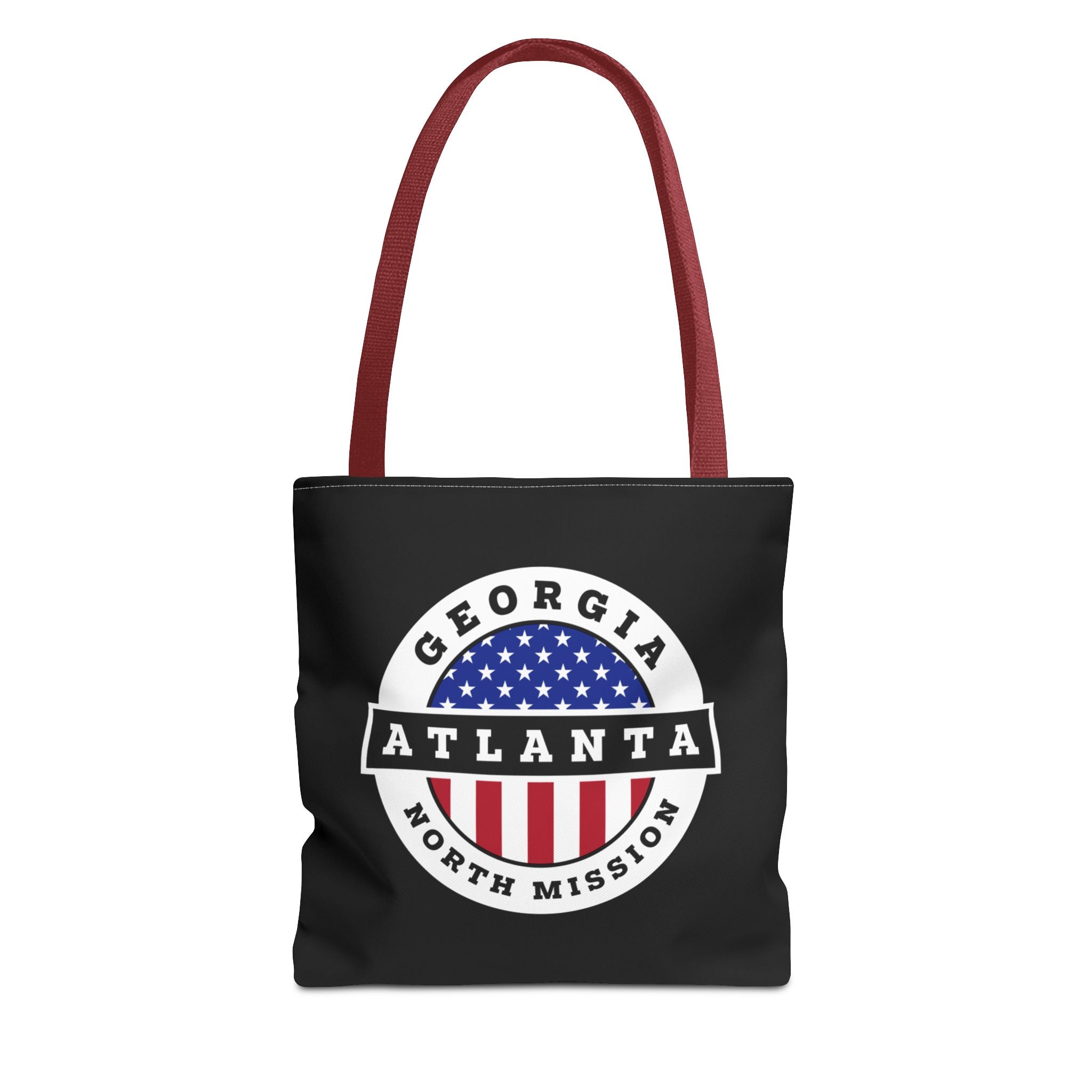 Georgia Atlanta North Mission USA Flag Logo Tote Bag Black - Latter-Day Saint LDS Missionary Gift - Book of Mormon