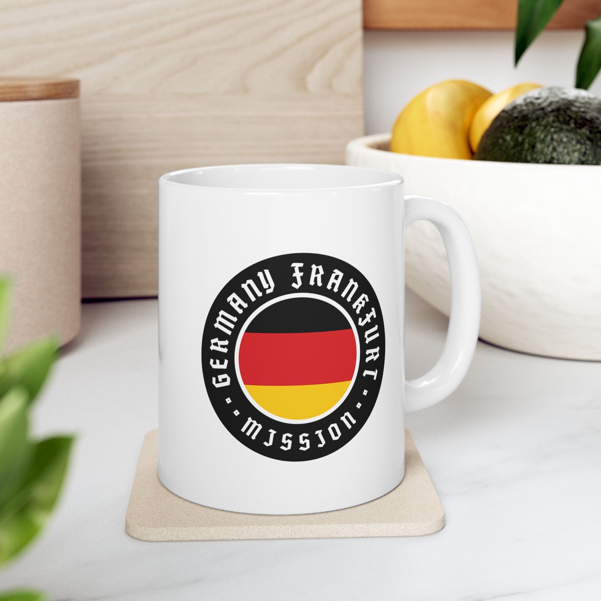 Germany Frankfurt Mission Circular Flag White Ceramic Mug - Mission Wishlist - LDS Missionary Gift Store