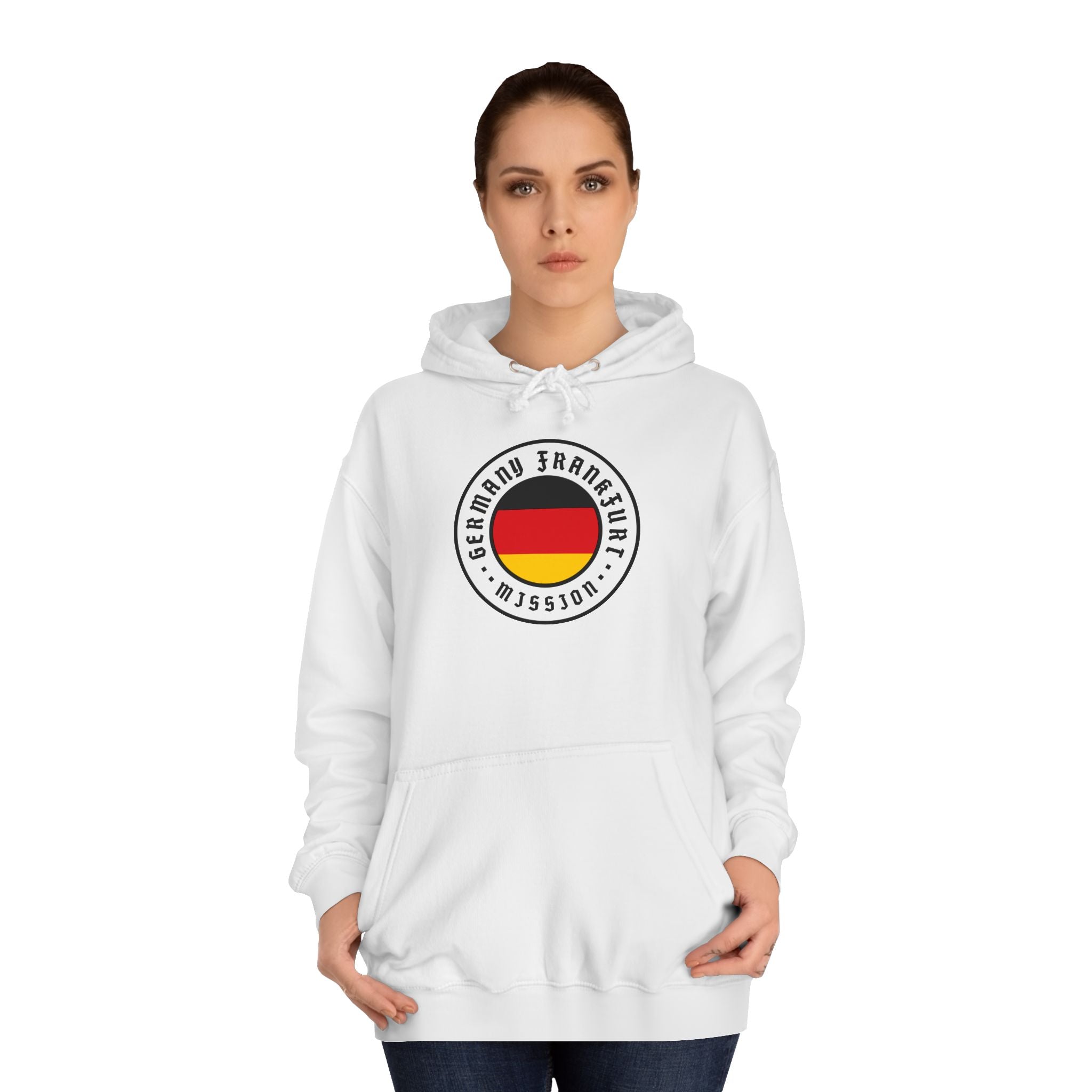 Germany Frankfurt Mission Flag Logo (White Border) College Hoodie - Latter-Day Saint LDS Missionary Gift - Book of Mormon
