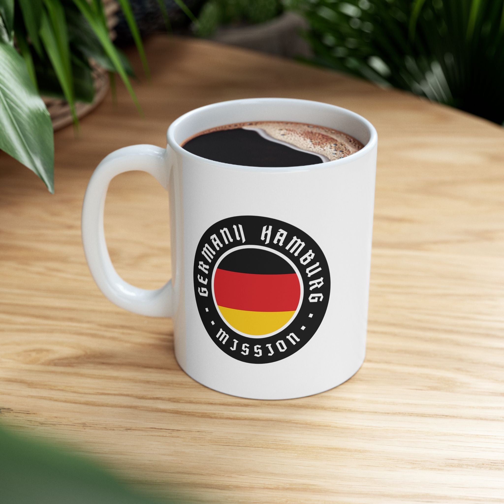 Germany Hamburg Mission Circular Flag White Ceramic Mug - Latter-Day Saint LDS Missionary Gift - Book of Mormon
