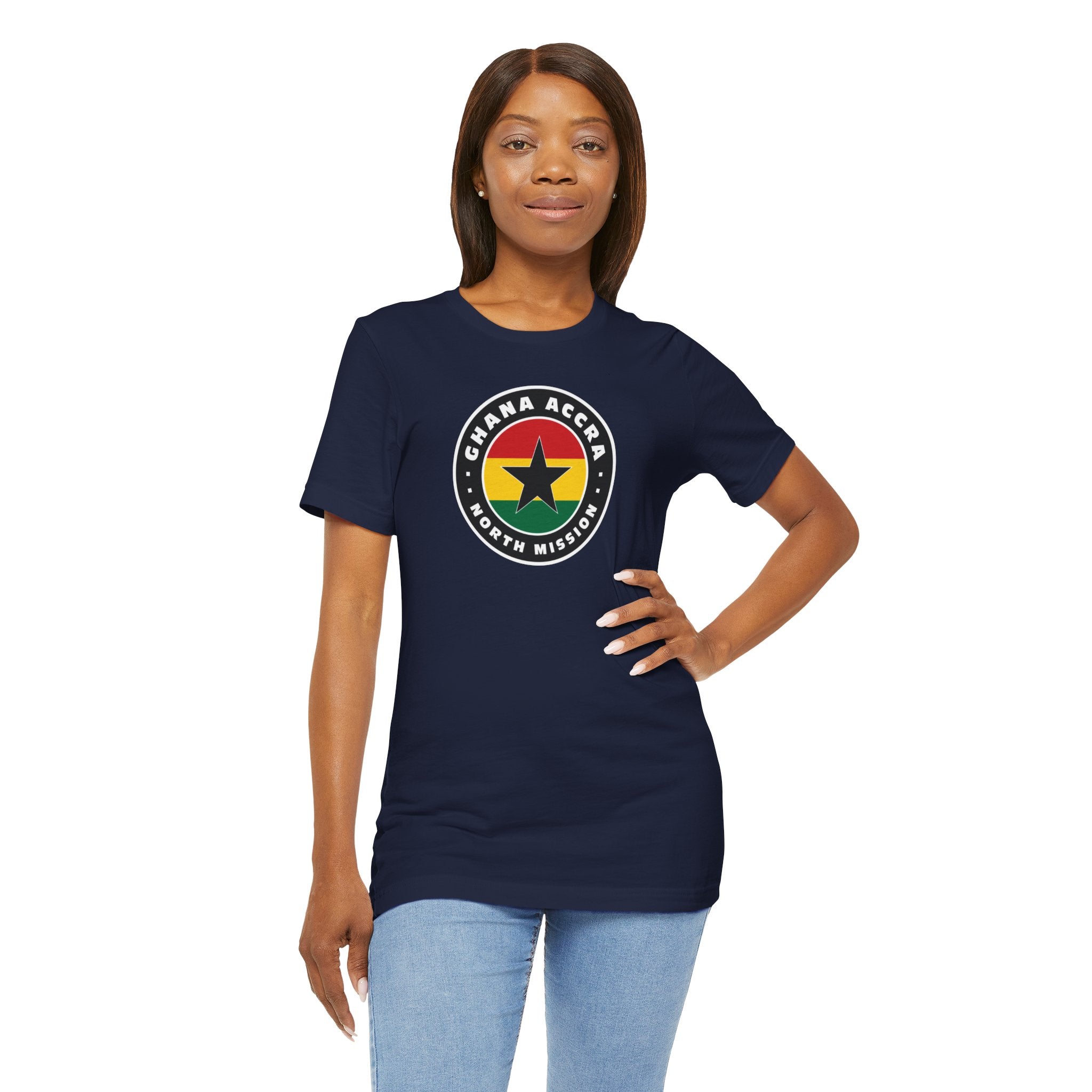 Ghana Accra North Mission Flag Logo (Black Border) T-shirt - Mission Wishlist - LDS Missionary Gift Store