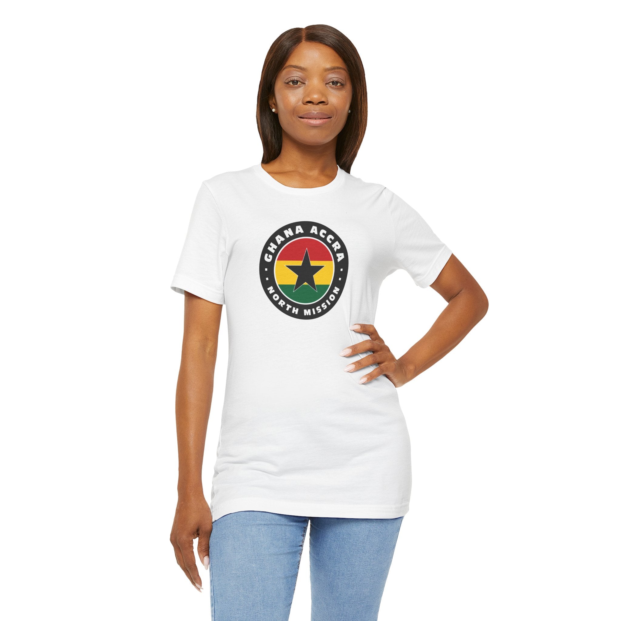 Ghana Accra North Mission Flag Logo (Black Border) T-shirt - Mission Wishlist - LDS Missionary Gift Store