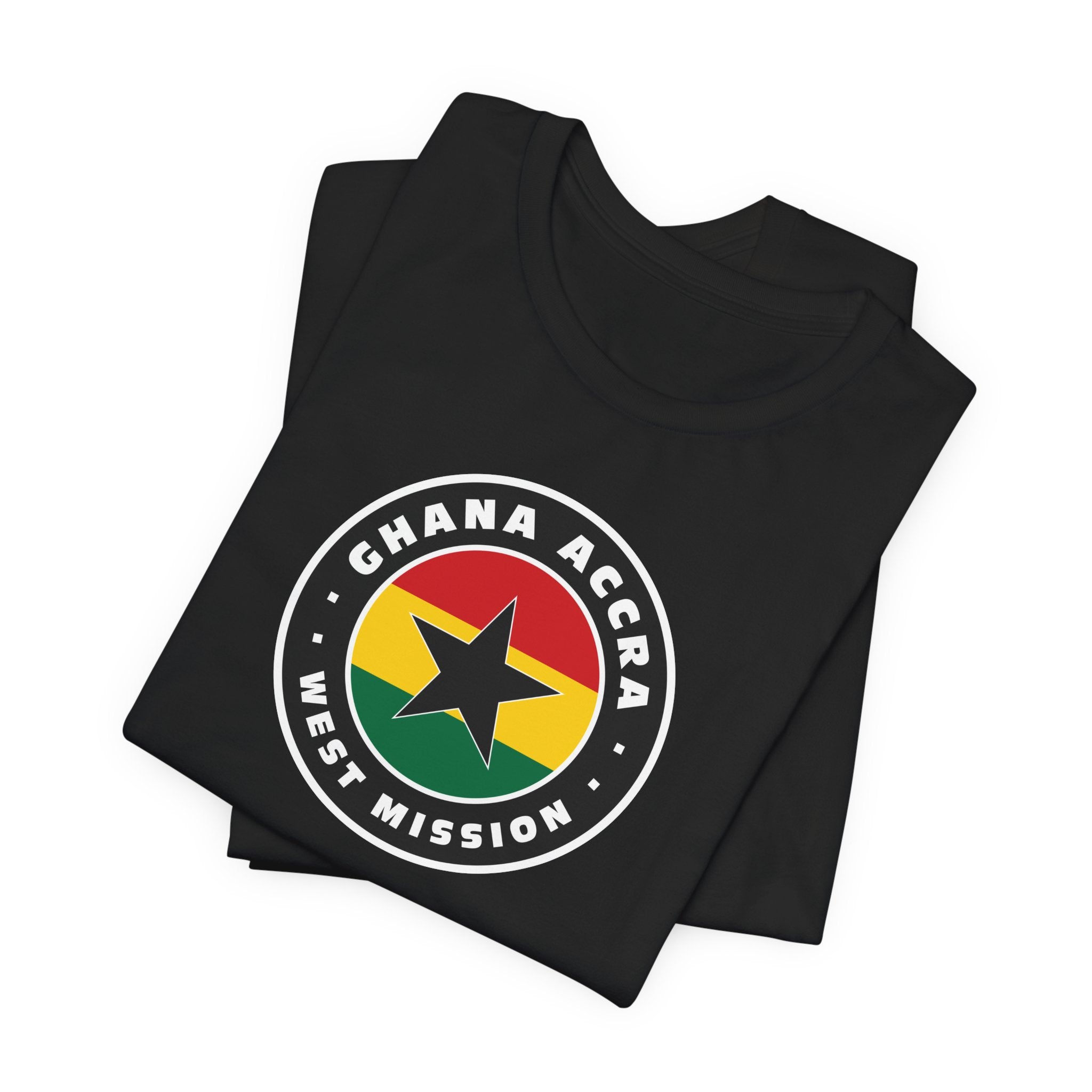 Ghana Accra West Mission Flag Logo (Black Border) T-shirt - Mission Wishlist - LDS Missionary Gift Store