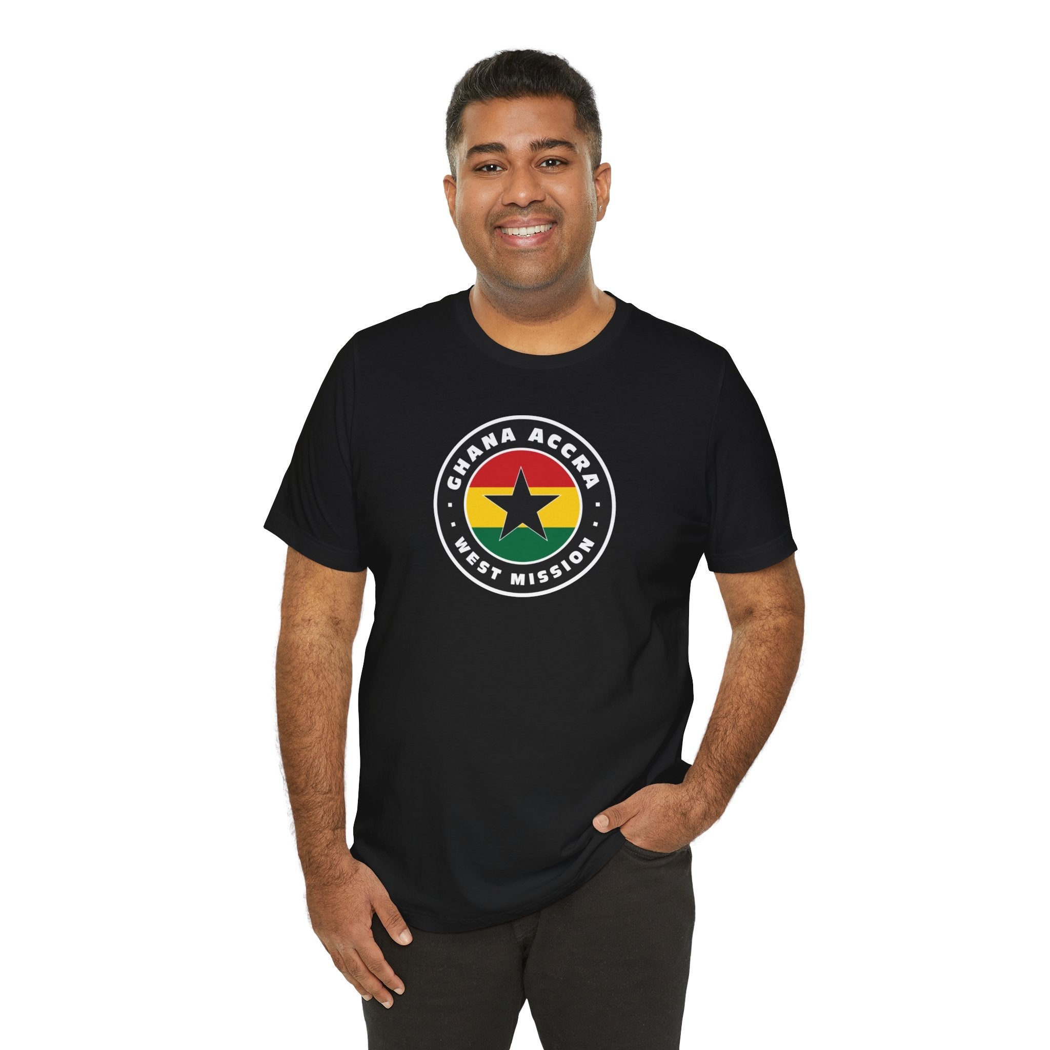 Ghana Accra West Mission Flag Logo (Black Border) T-shirt - Mission Wishlist - LDS Missionary Gift Store