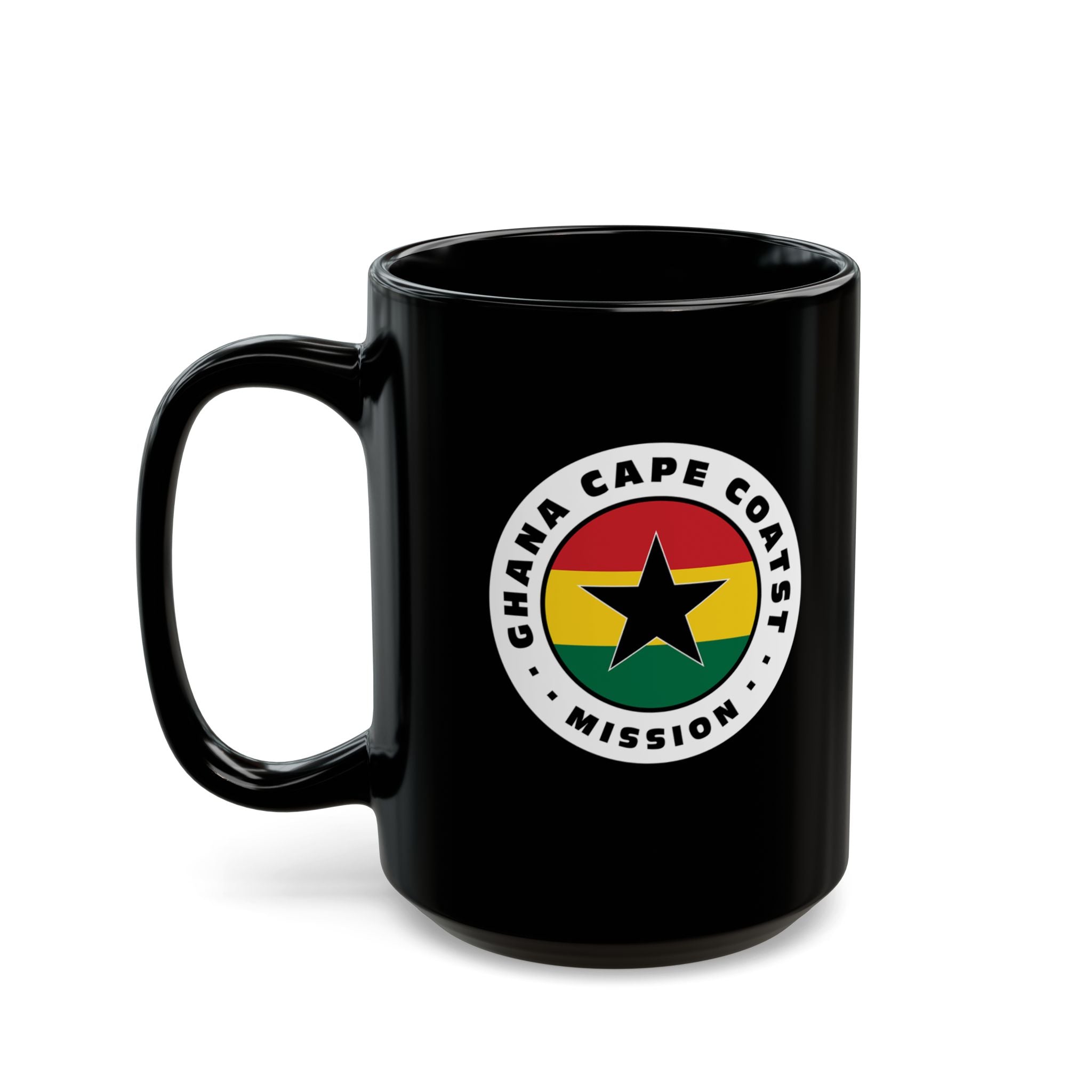 Ghana Cape Coast Mission Circular Flag Black Ceramic Mug - Latter-Day Saint LDS Missionary Gift - Book of Mormon