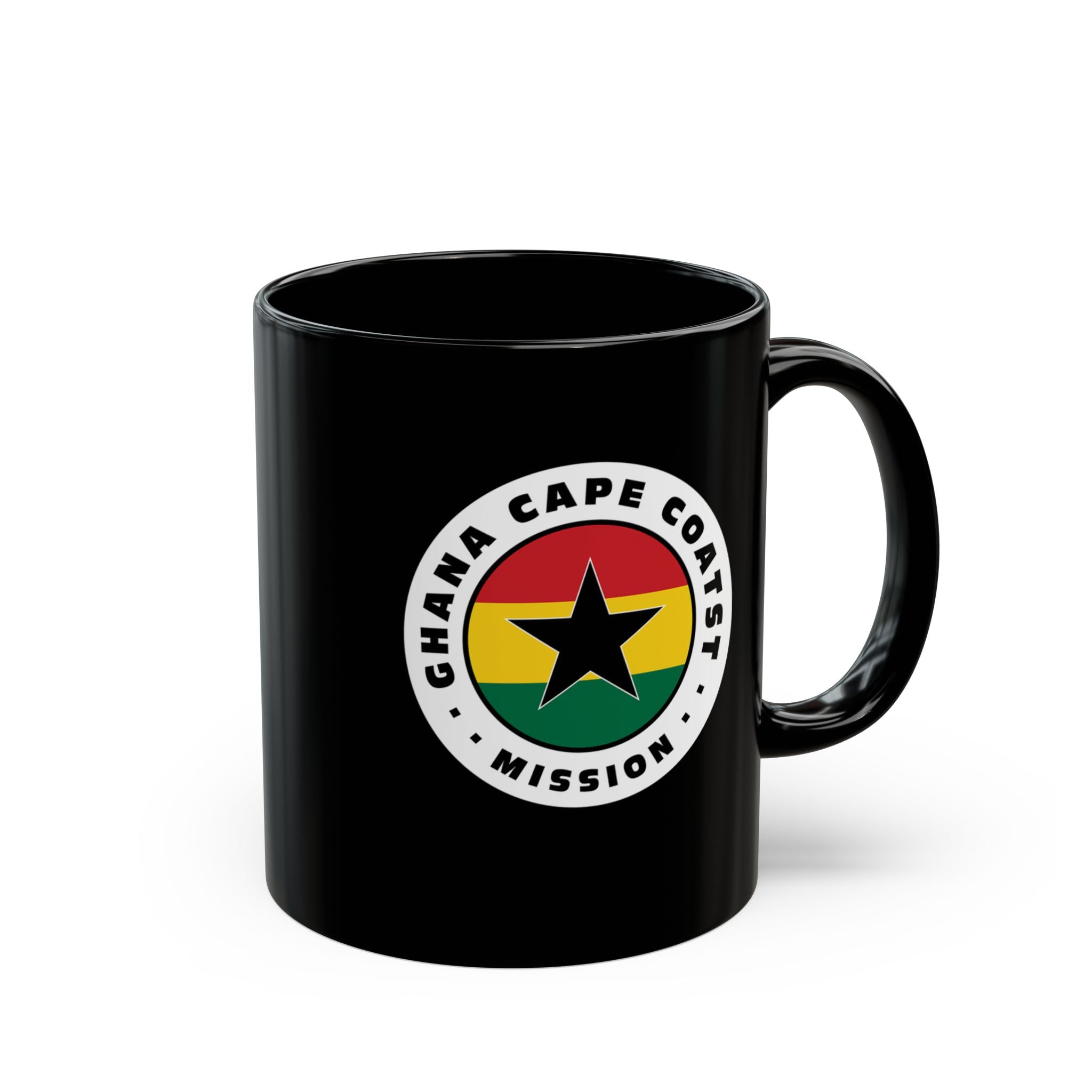 Ghana Cape Coast Mission Circular Flag Black Ceramic Mug - Latter-Day Saint LDS Missionary Gift - Book of Mormon
