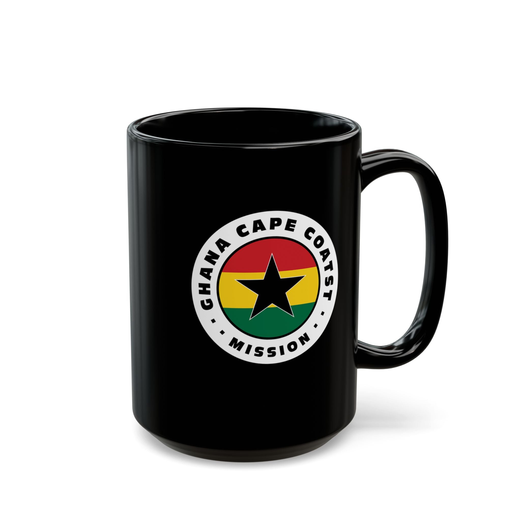 Ghana Cape Coast Mission Circular Flag Black Ceramic Mug - Latter-Day Saint LDS Missionary Gift - Book of Mormon