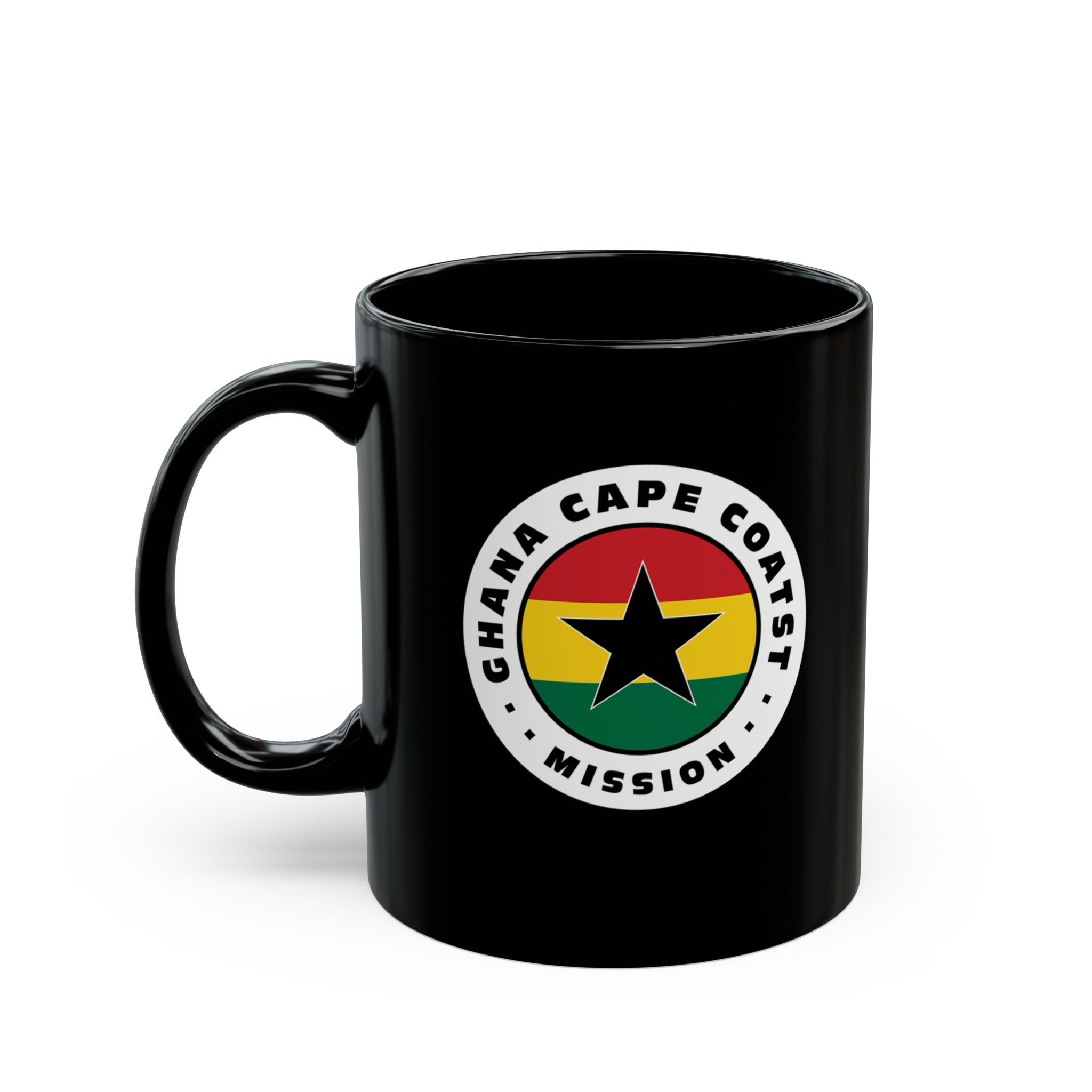 Ghana Cape Coast Mission Circular Flag Black Ceramic Mug - Latter-Day Saint LDS Missionary Gift - Book of Mormon