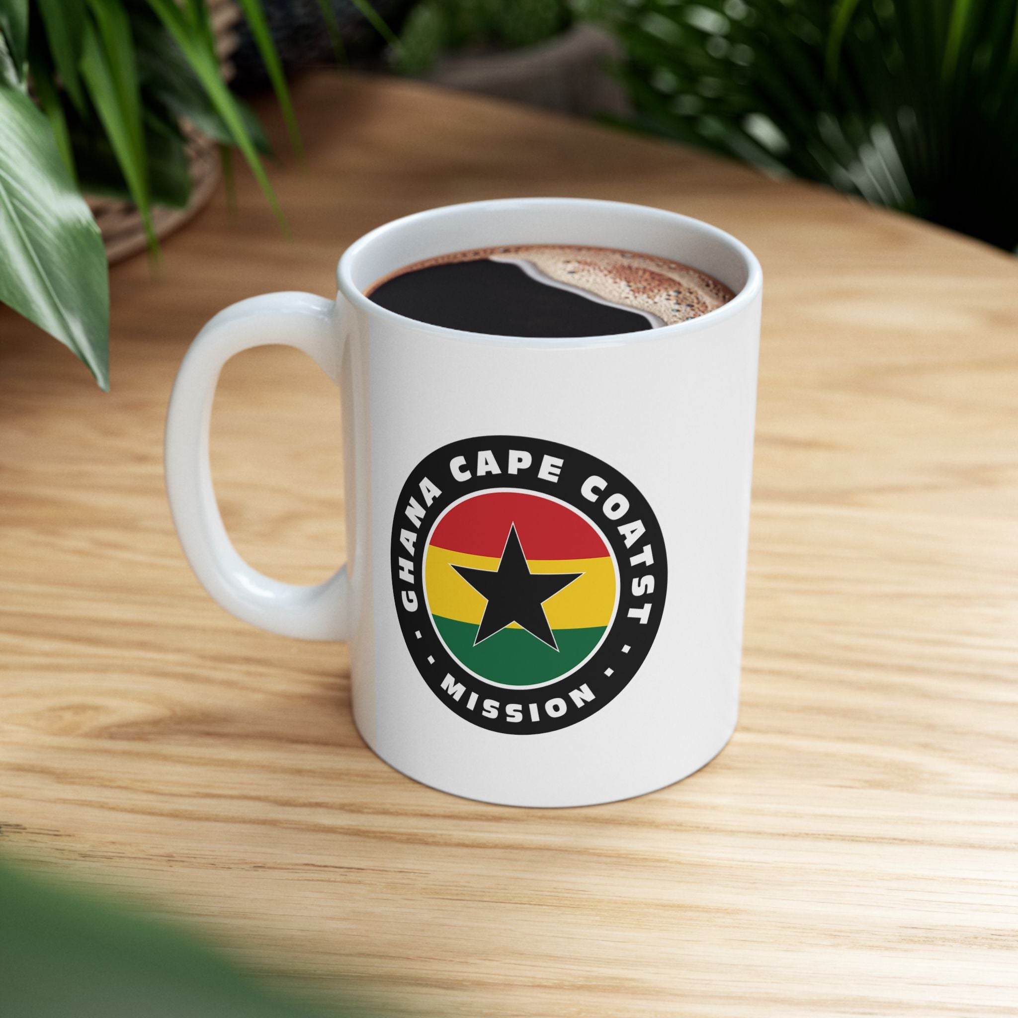 Ghana Cape Coast Mission Circular Flag White Ceramic Mug - Latter-Day Saint LDS Missionary Gift - Book of Mormon
