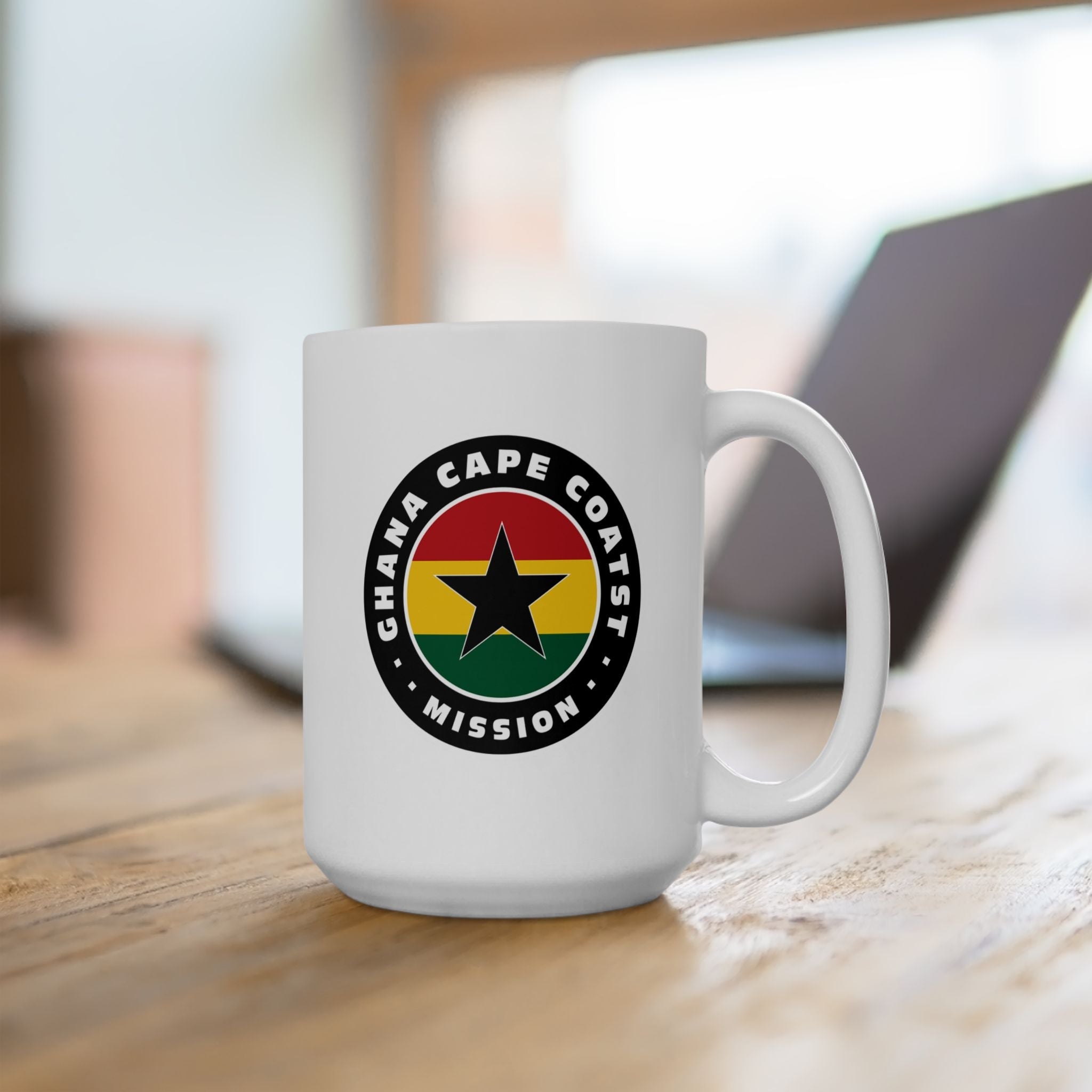 Ghana Cape Coast Mission Circular Flag White Ceramic Mug - Latter-Day Saint LDS Missionary Gift - Book of Mormon