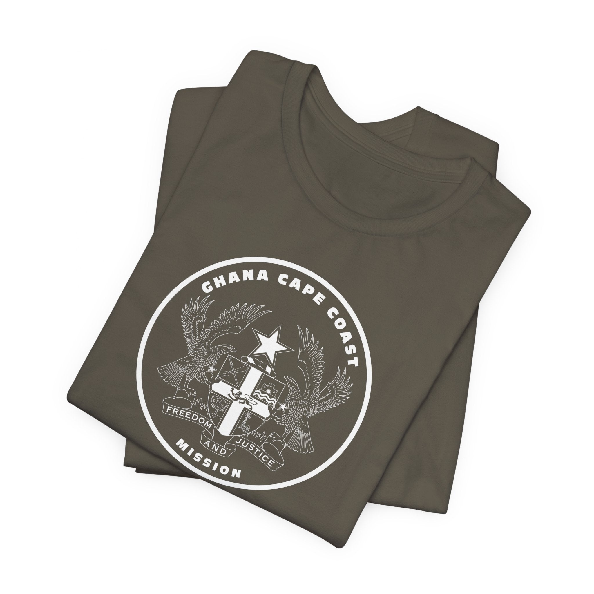 Ghana Cape Coast Mission Circular Monochrome Logo T-Shirt - Mission Wishlist - LDS Missionary Gift Store