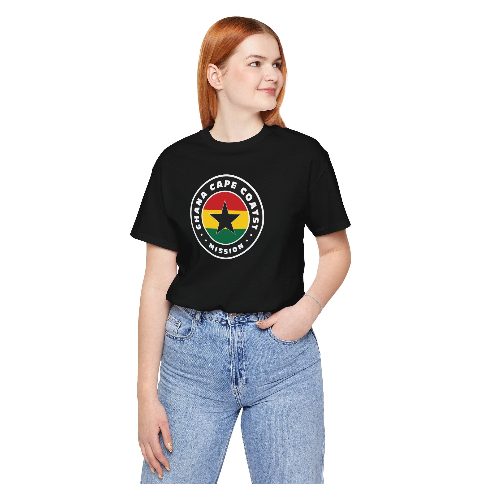 Ghana Cape Coast Mission Flag Logo (Black Border) T-shirt - Mission Wishlist - LDS Missionary Gift Store