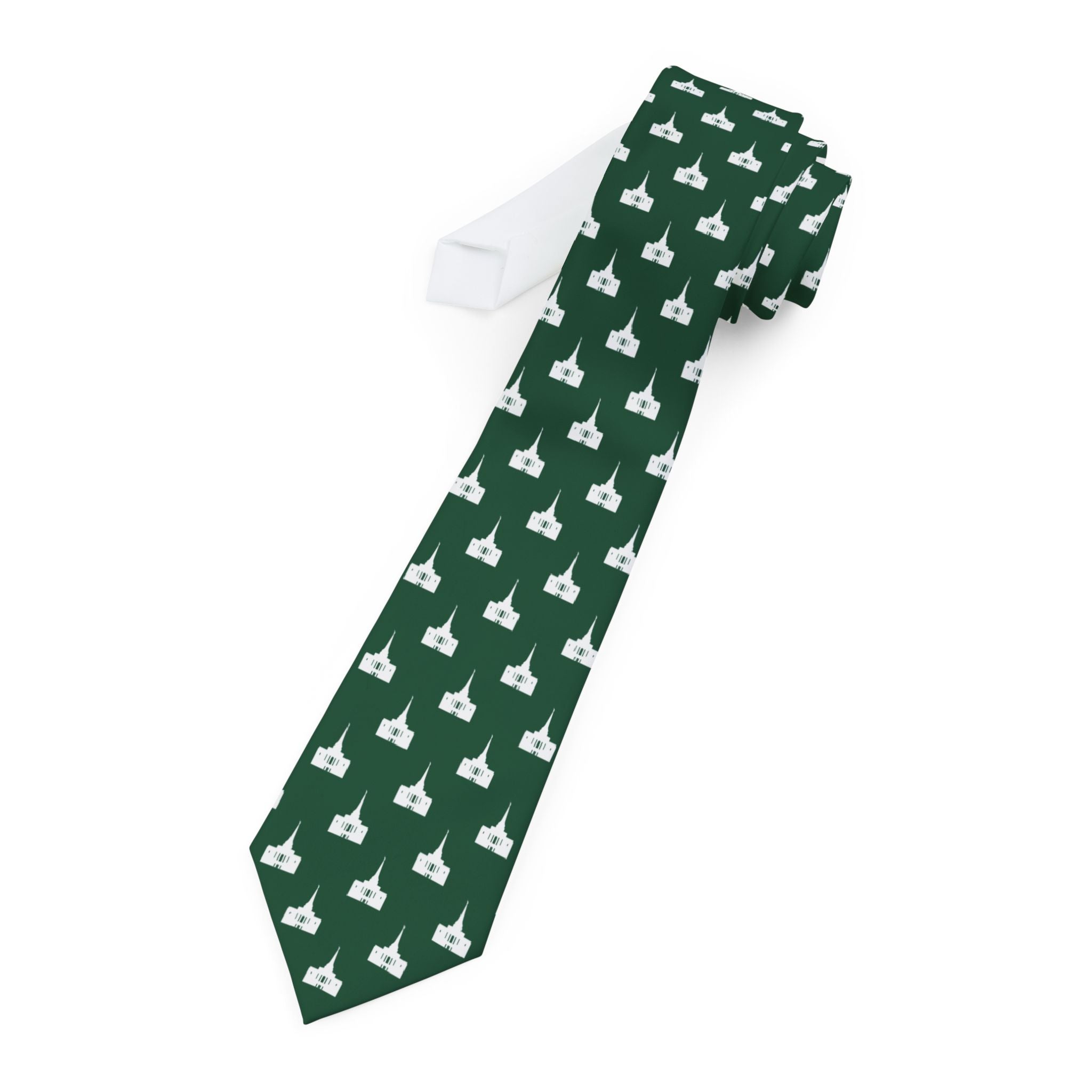 Gilbert Arizona Temple Patterned Neck Tie for Elders (Green) - Mission Wishlist - LDS Missionary Gift Store
