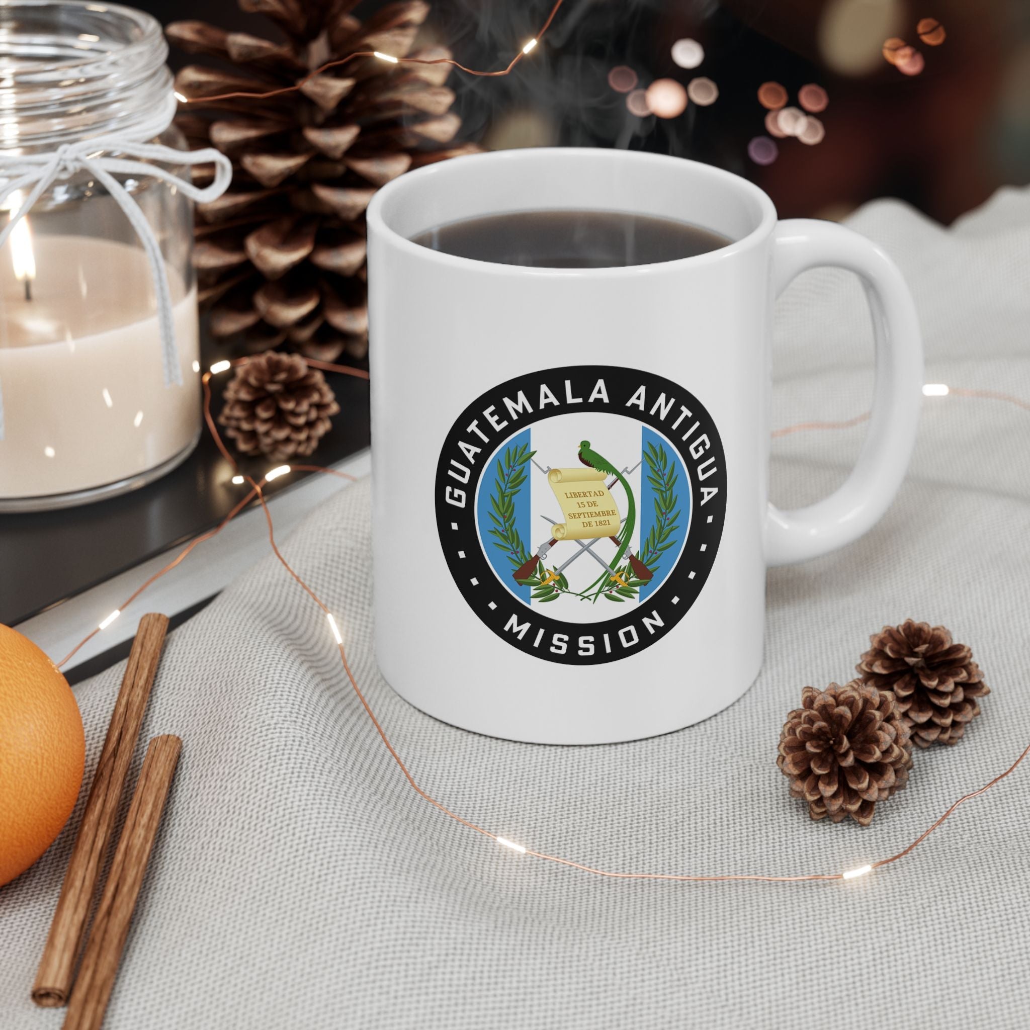 Guatemala Antigua Mission Circular Flag White Ceramic Mug - Latter-Day Saint LDS Missionary Gift - Book of Mormon