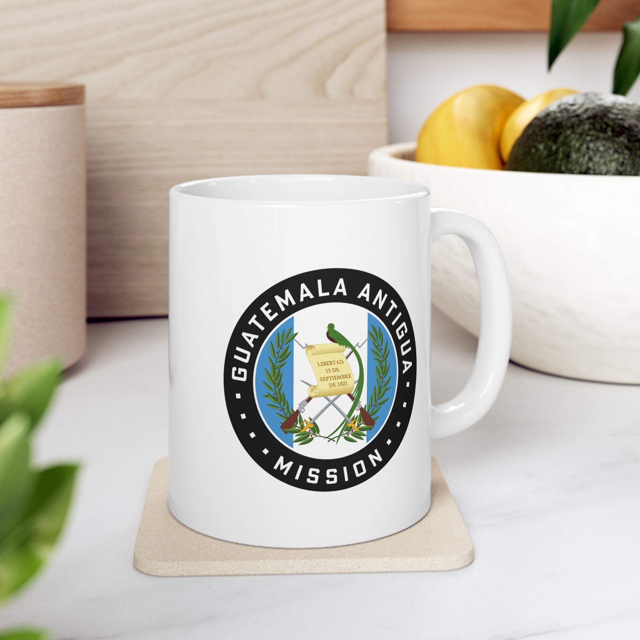 Guatemala Antigua Mission Circular Flag White Ceramic Mug - Latter-Day Saint LDS Missionary Gift - Book of Mormon