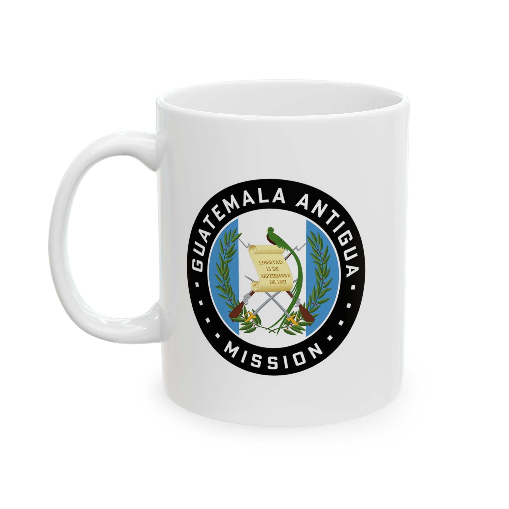 Guatemala Antigua Mission Circular Flag White Ceramic Mug - Latter-Day Saint LDS Missionary Gift - Book of Mormon