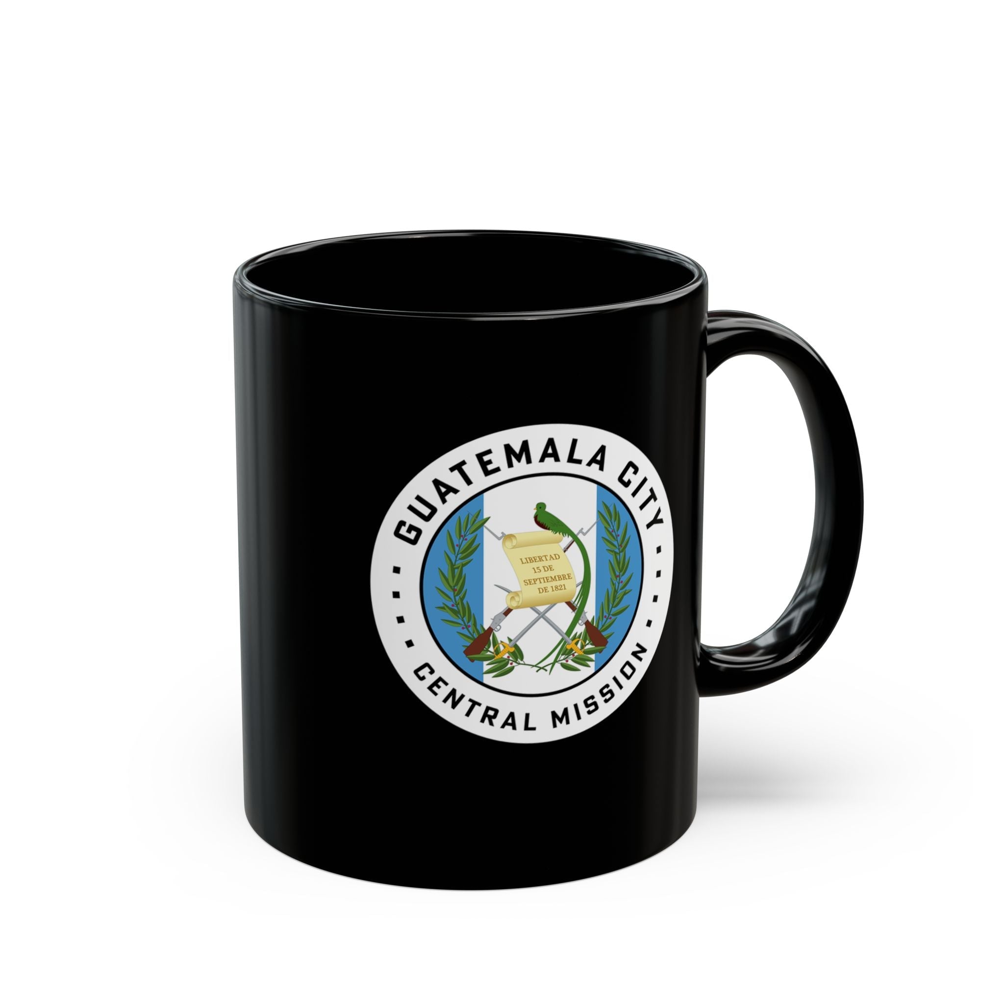 Guatemala Guatemala City Central Mission Circular Flag Black Ceramic Mug - Latter-Day Saint LDS Missionary Gift - Book of Mormon
