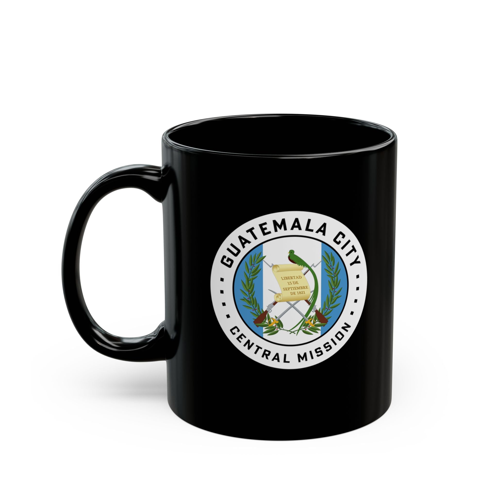 Guatemala Guatemala City Central Mission Circular Flag Black Ceramic Mug - Latter-Day Saint LDS Missionary Gift - Book of Mormon
