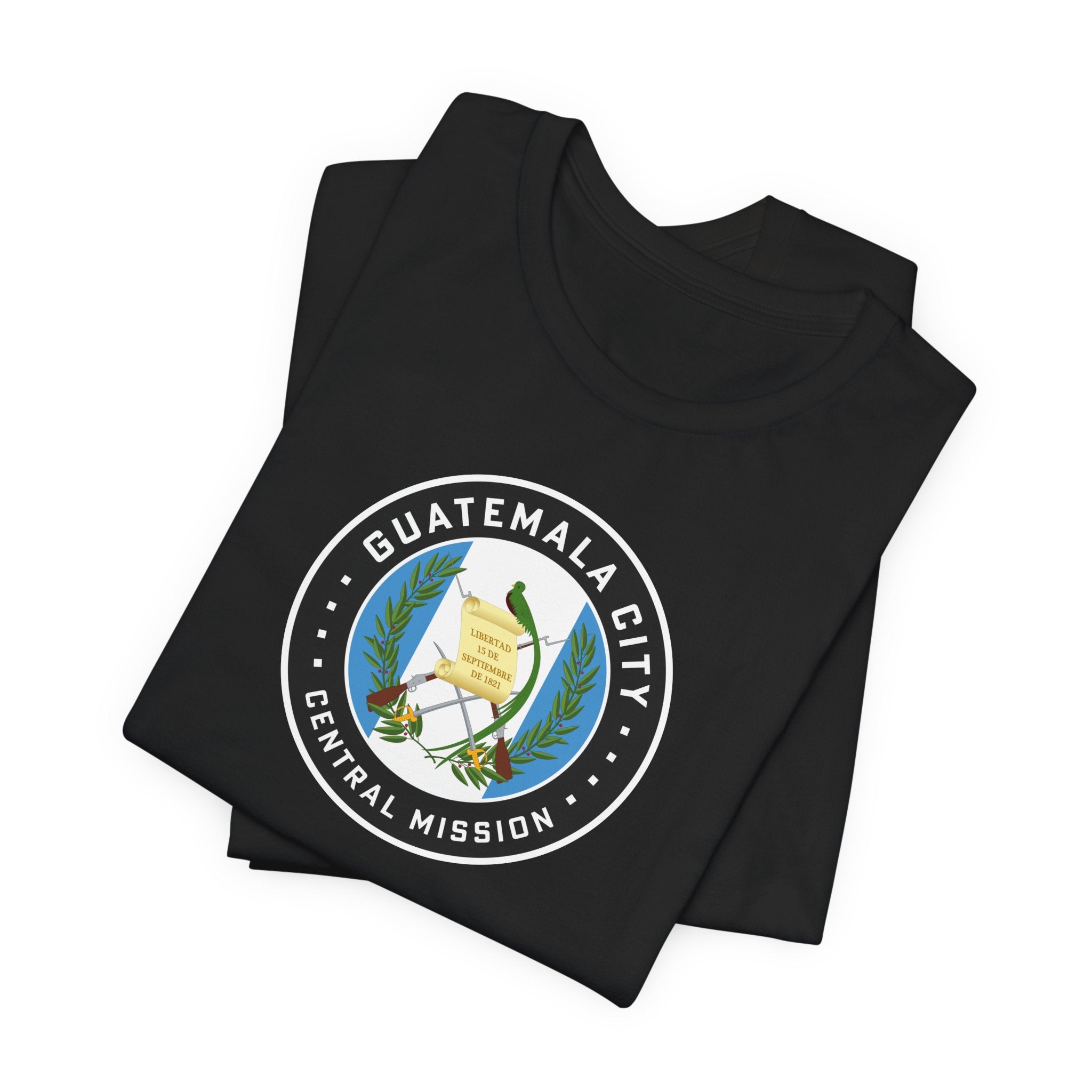 Guatemala Guatemala City Central Mission Flag Logo (Black Border) T-shirt - Mission Wishlist - LDS Missionary Gift Store