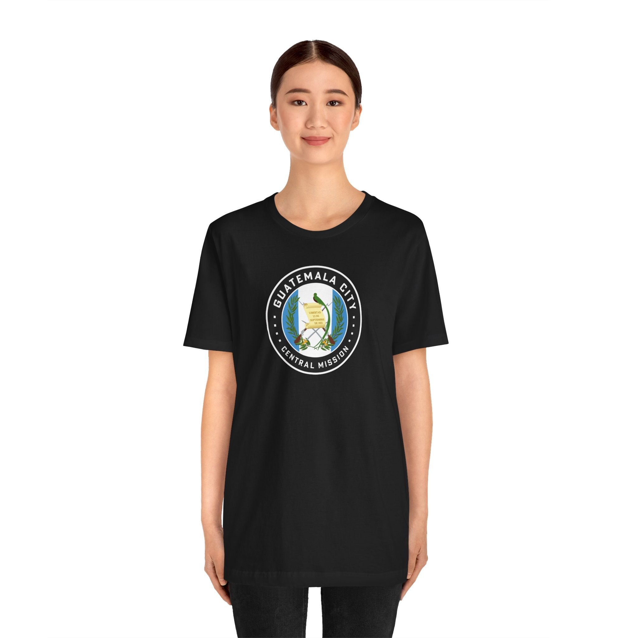Guatemala Guatemala City Central Mission Flag Logo (Black Border) T-shirt - Mission Wishlist - LDS Missionary Gift Store