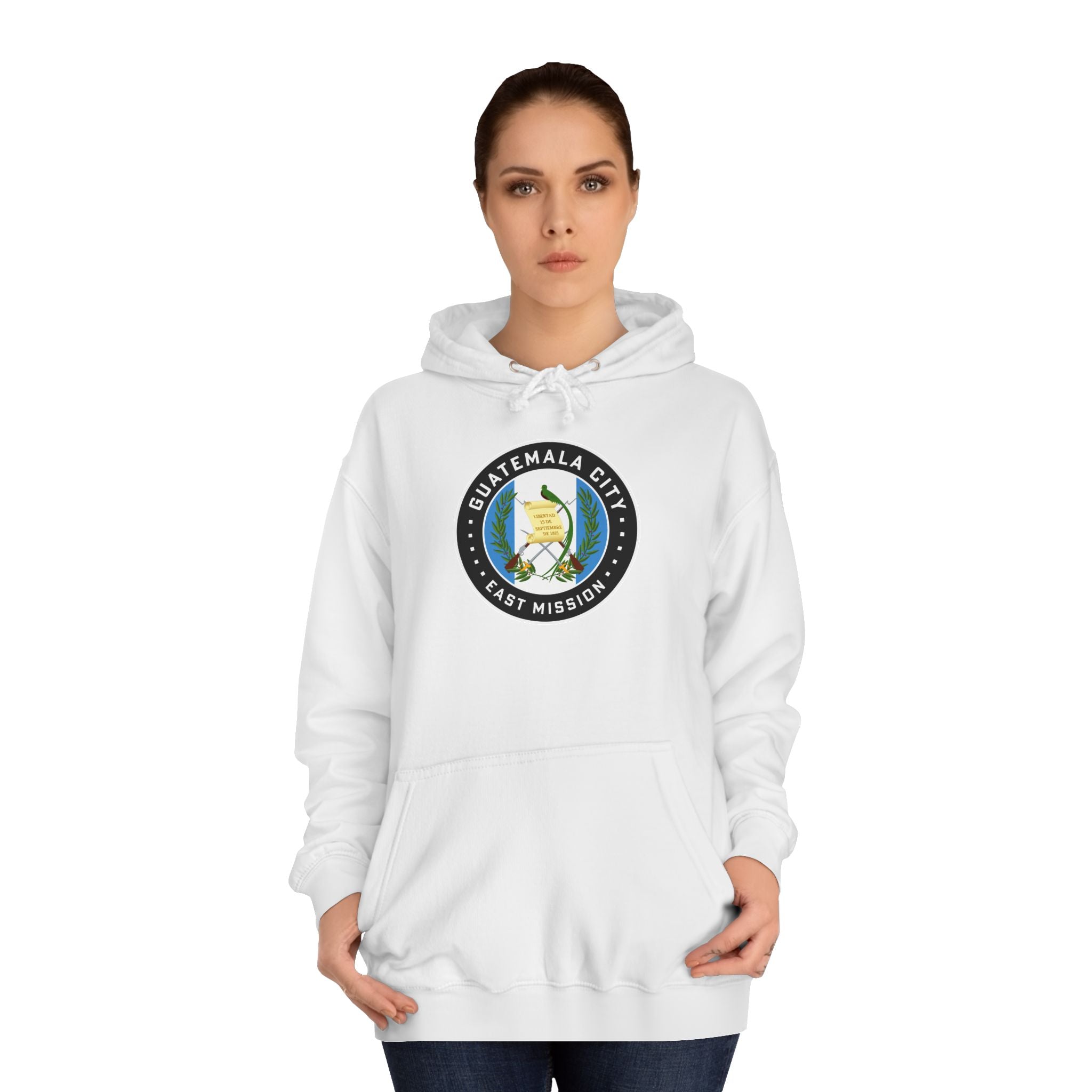 Guatemala Guatemala City East Mission Flag Logo (Black Border) College Hoodie - Mission Wishlist - LDS Missionary Gift Store