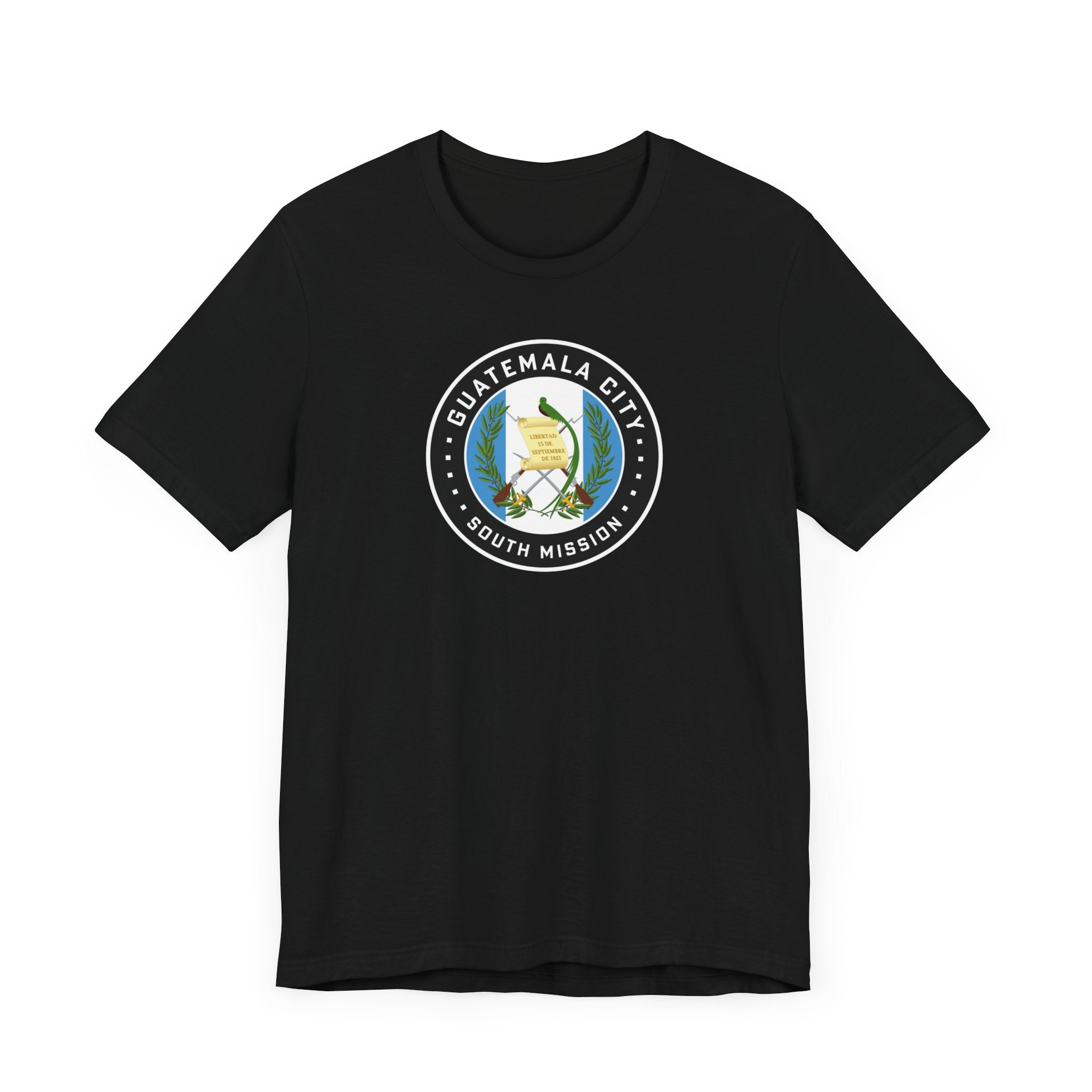 Guatemala Guatemala City South Mission Flag Logo (Black Border) T-shirt - Mission Wishlist - LDS Missionary Gift Store