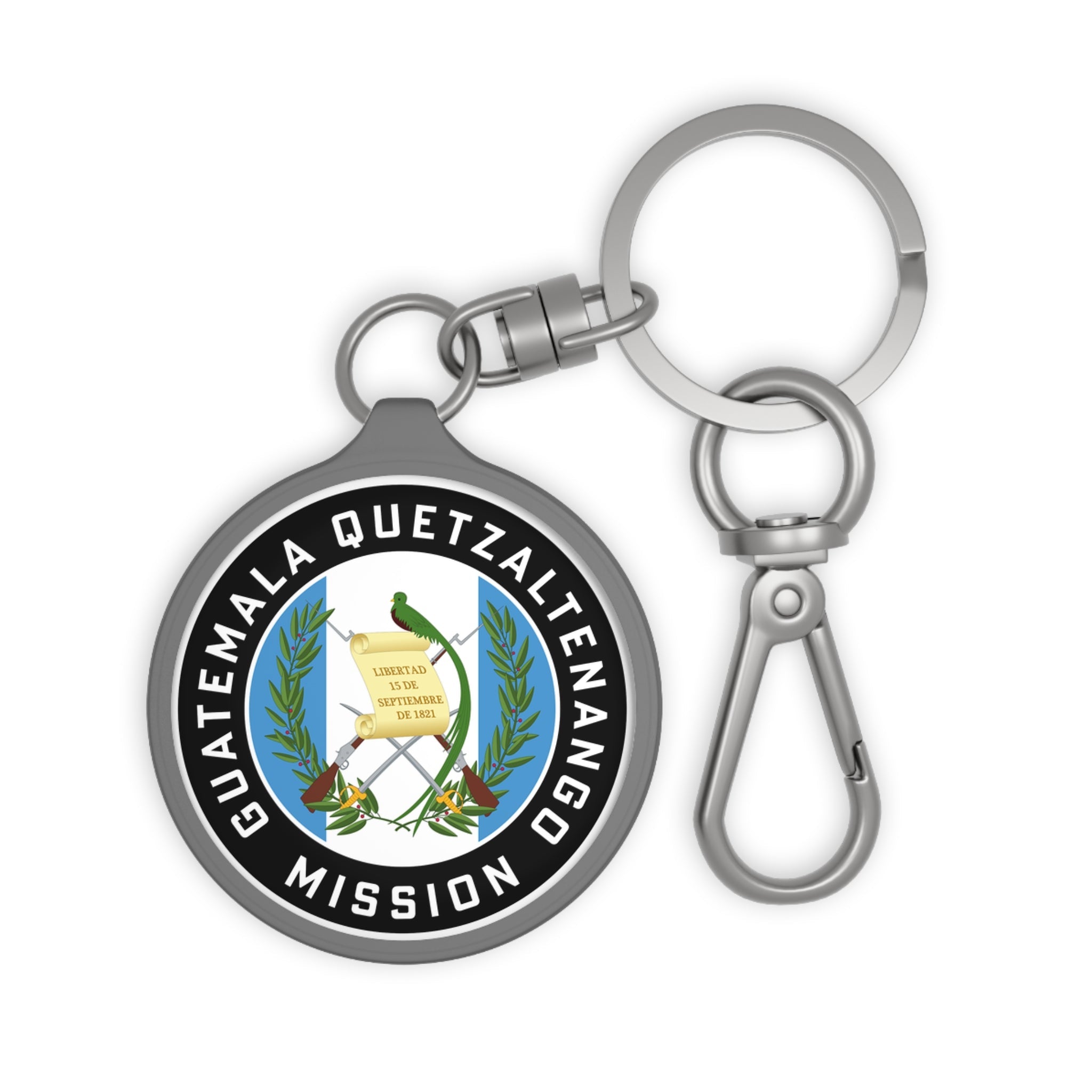 Guatemala Quetzaltenango Mission Circle Flag Key Tag - Latter-Day Saint LDS Missionary Gift - Book of Mormon