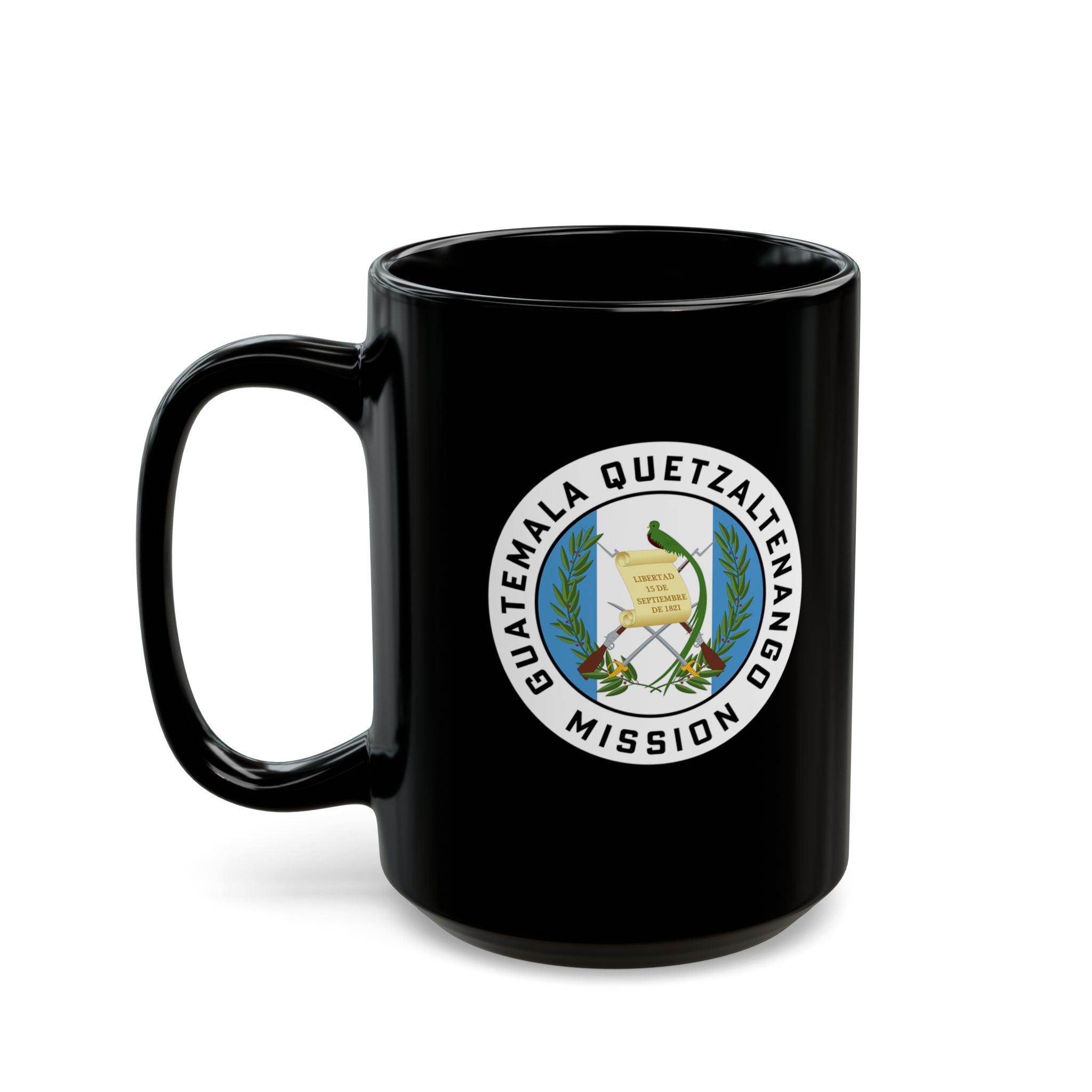 Guatemala Quetzaltenango Mission Circular Flag Black Ceramic Mug - Latter-Day Saint LDS Missionary Gift - Book of Mormon