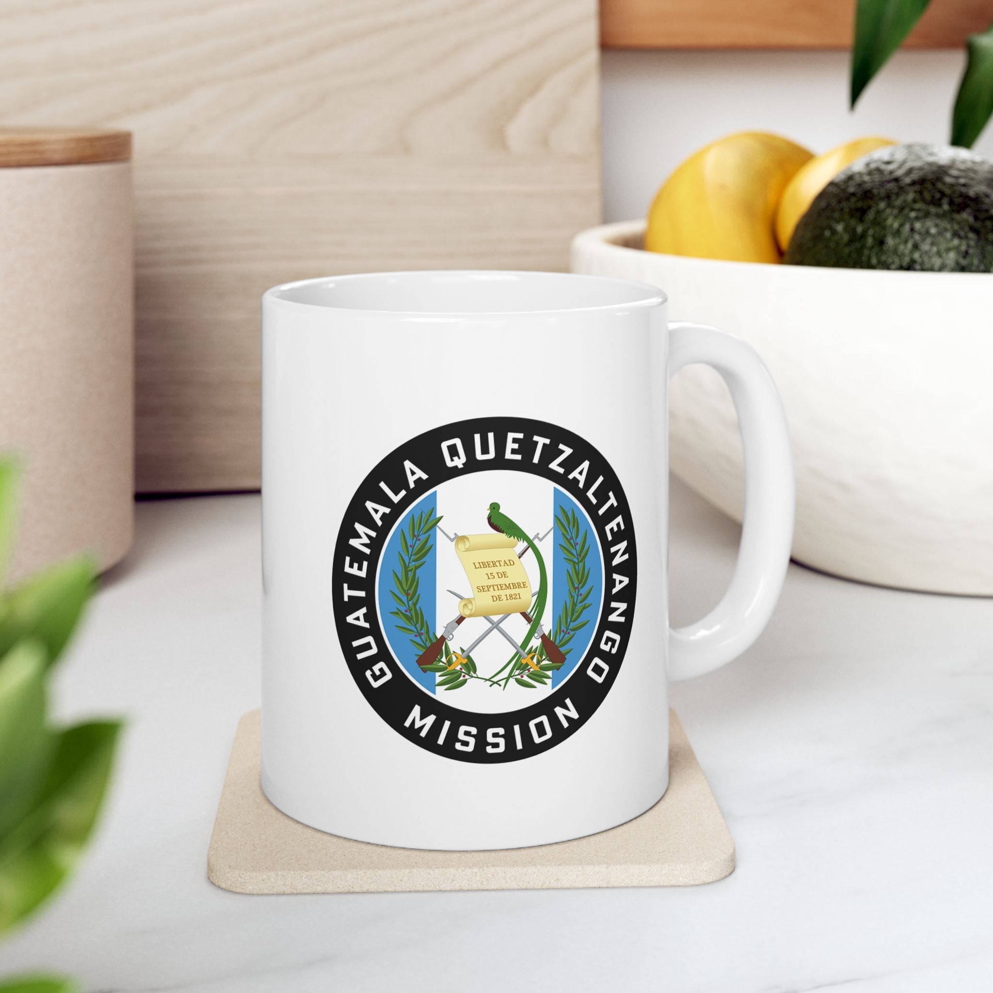 Guatemala Quetzaltenango Mission Circular Flag White Ceramic Mug - Latter-Day Saint LDS Missionary Gift - Book of Mormon
