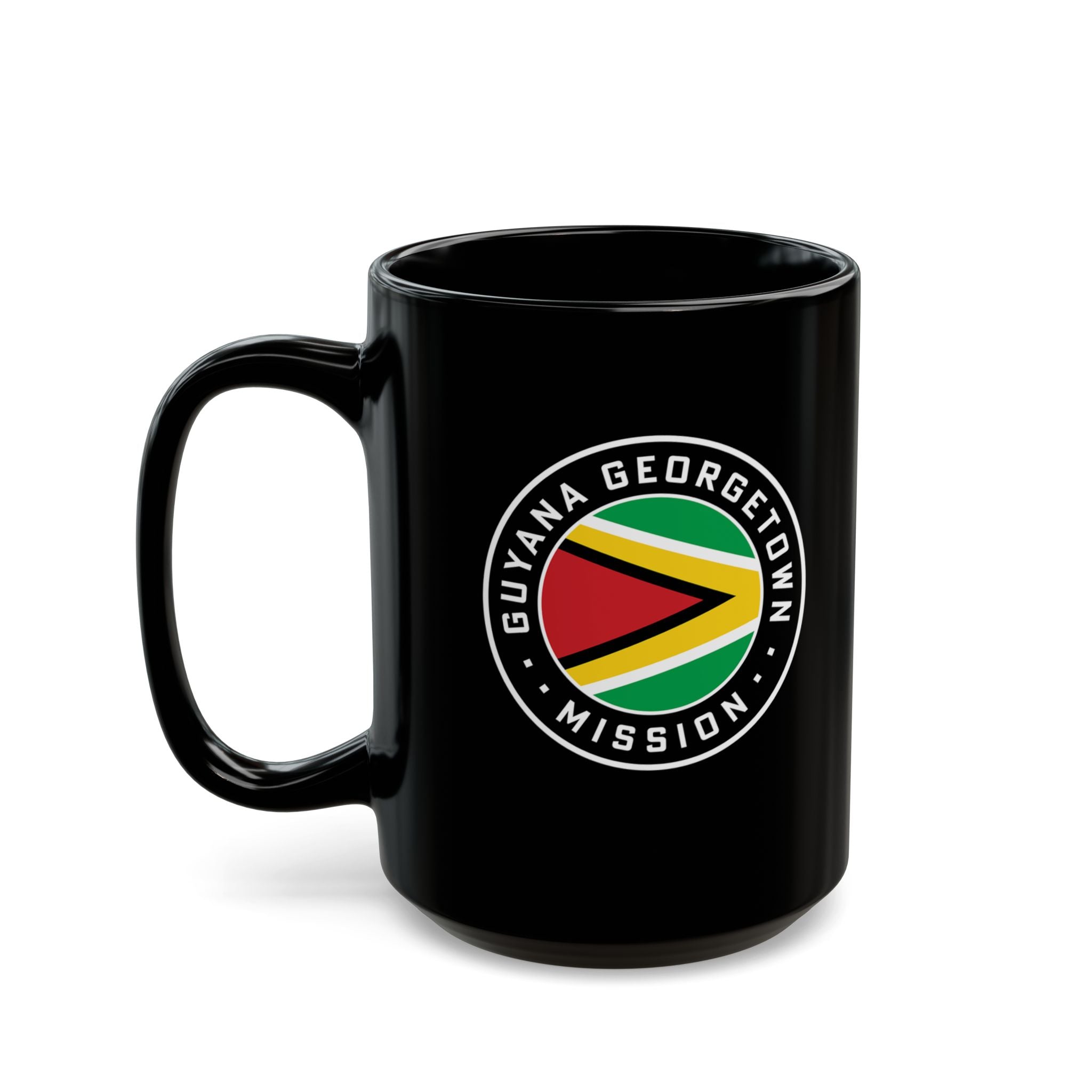 Guyana Georgetown Mission Circular Flag Black Ceramic Mug - Latter-Day Saint LDS Missionary Gift - Book of Mormon