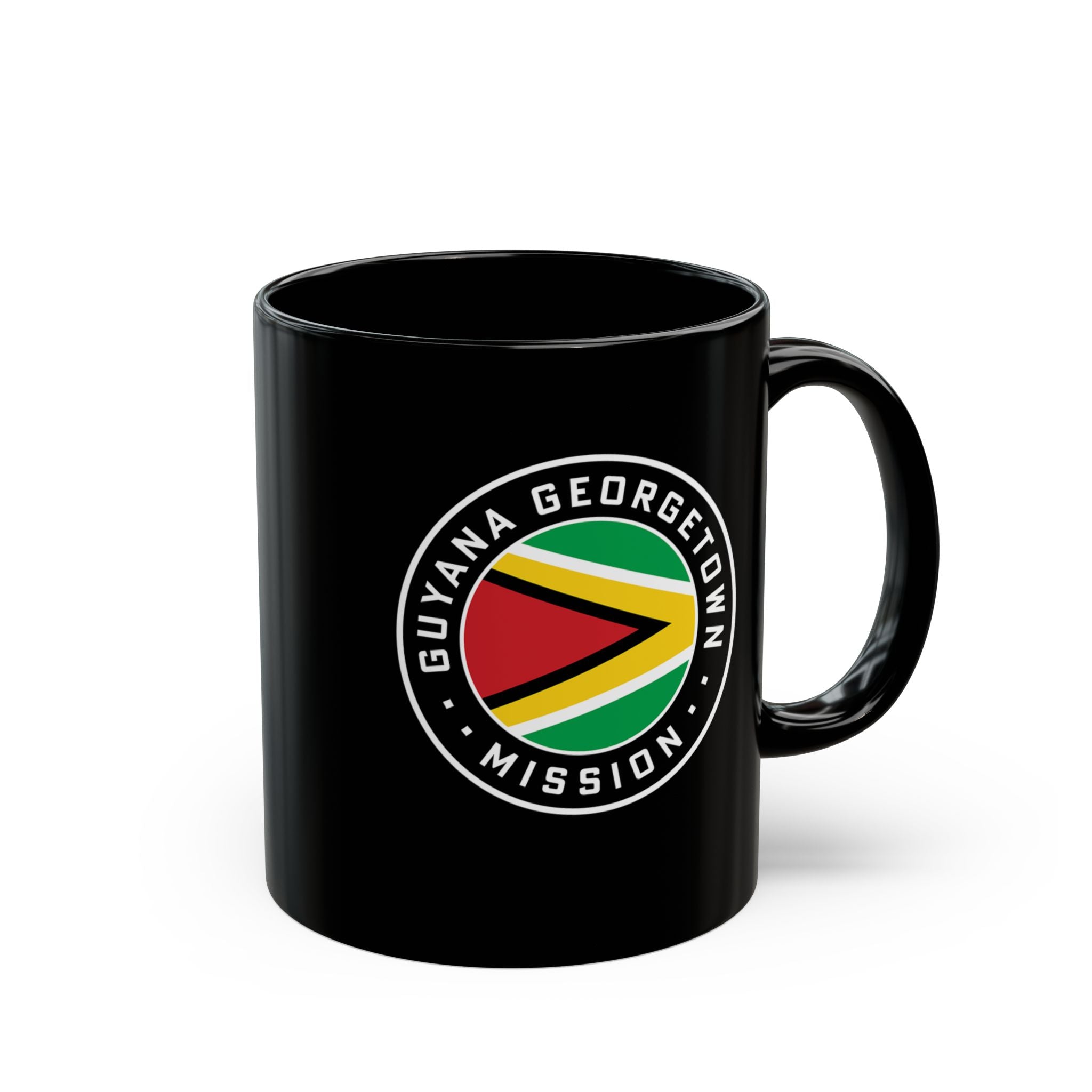 Guyana Georgetown Mission Circular Flag Black Ceramic Mug - Latter-Day Saint LDS Missionary Gift - Book of Mormon