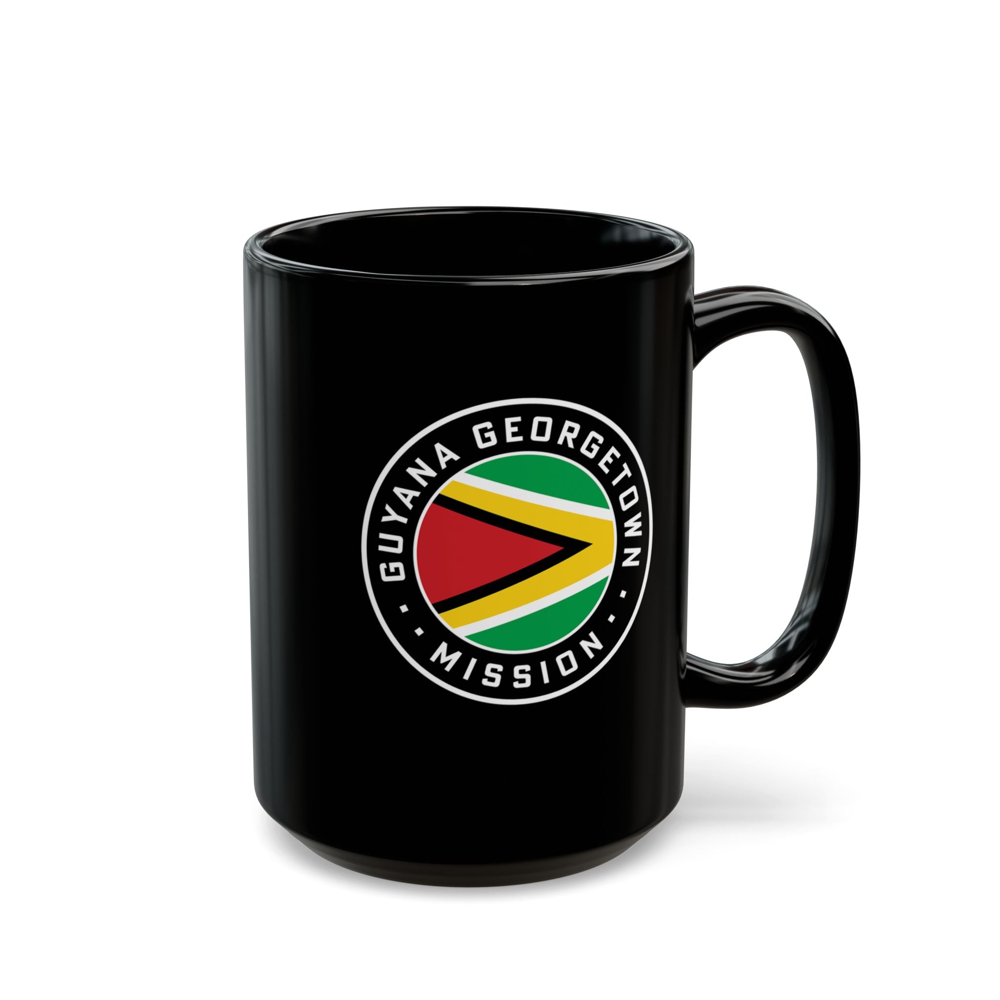 Guyana Georgetown Mission Circular Flag Black Ceramic Mug - Latter-Day Saint LDS Missionary Gift - Book of Mormon