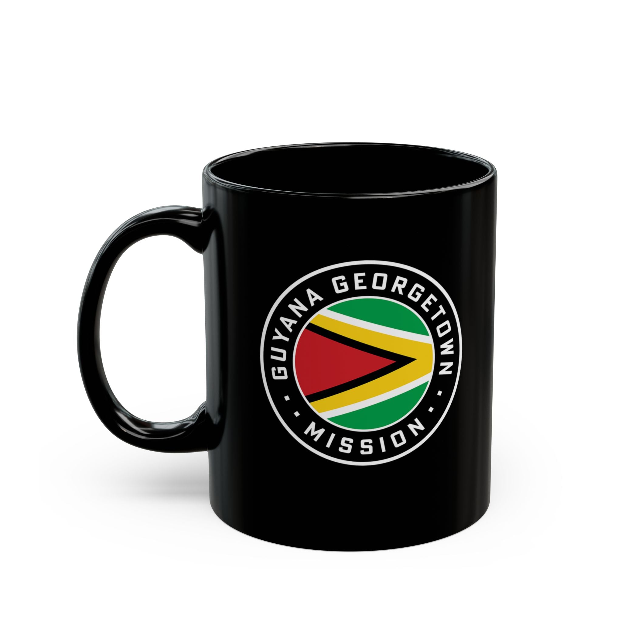 Guyana Georgetown Mission Circular Flag Black Ceramic Mug - Latter-Day Saint LDS Missionary Gift - Book of Mormon