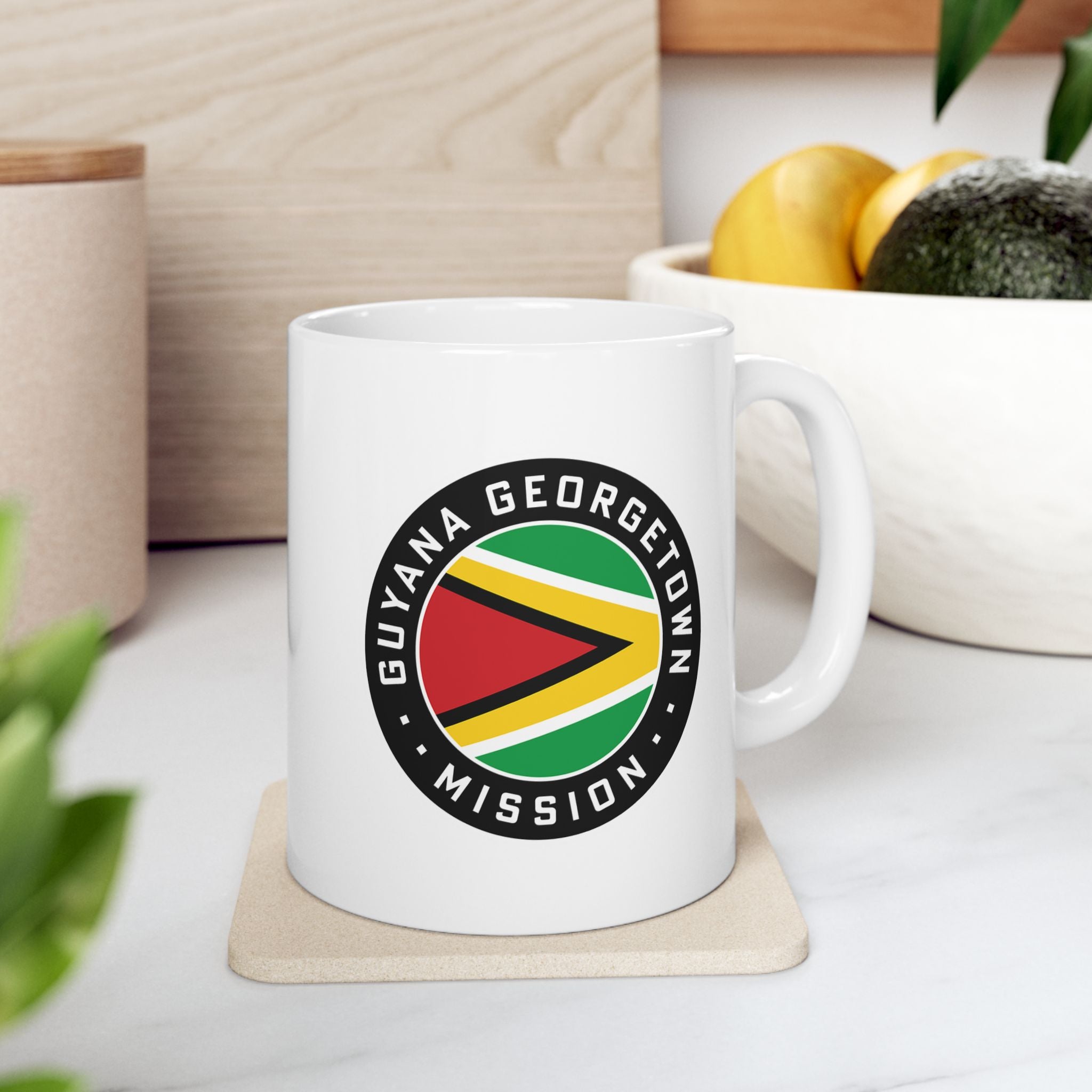 Guyana Georgetown Mission Circular Flag White Ceramic Mug - Latter-Day Saint LDS Missionary Gift - Book of Mormon
