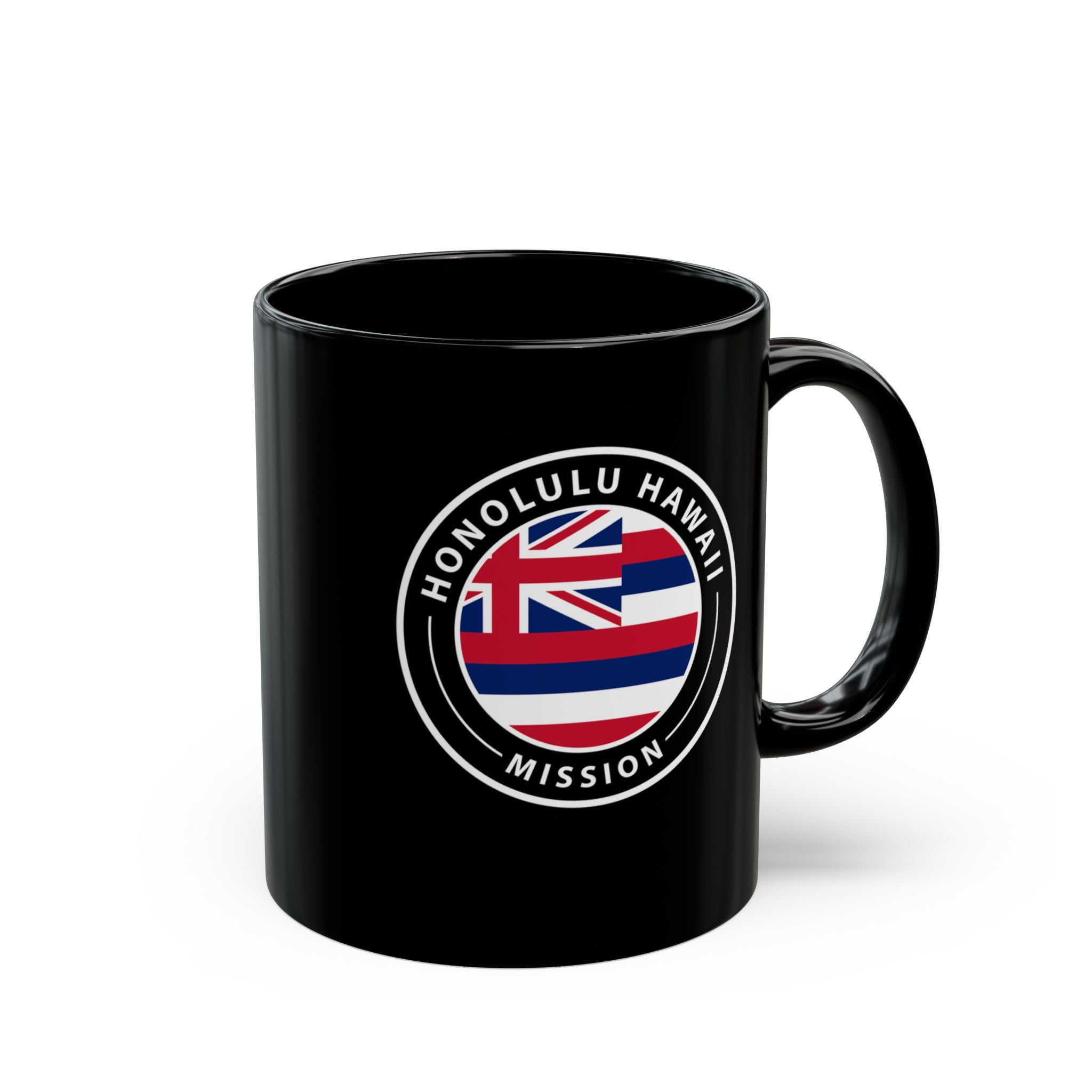 Hawaii Honolulu Mission State Flag Logo Ceramic Mug Black Name - Latter-Day Saint LDS Missionary Gift - Book of Mormon