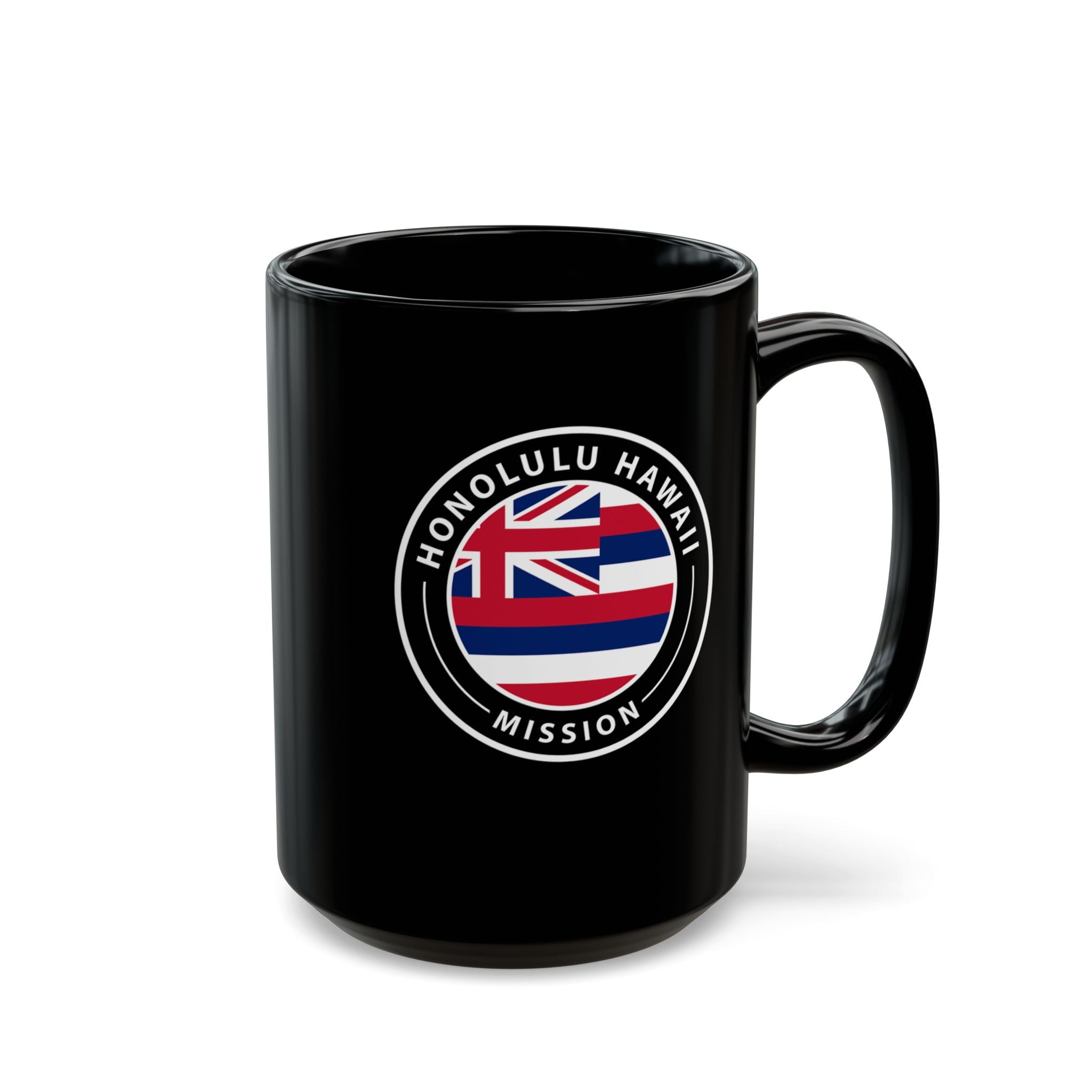 Hawaii Honolulu Mission State Flag Logo Ceramic Mug Black Name - Latter-Day Saint LDS Missionary Gift - Book of Mormon