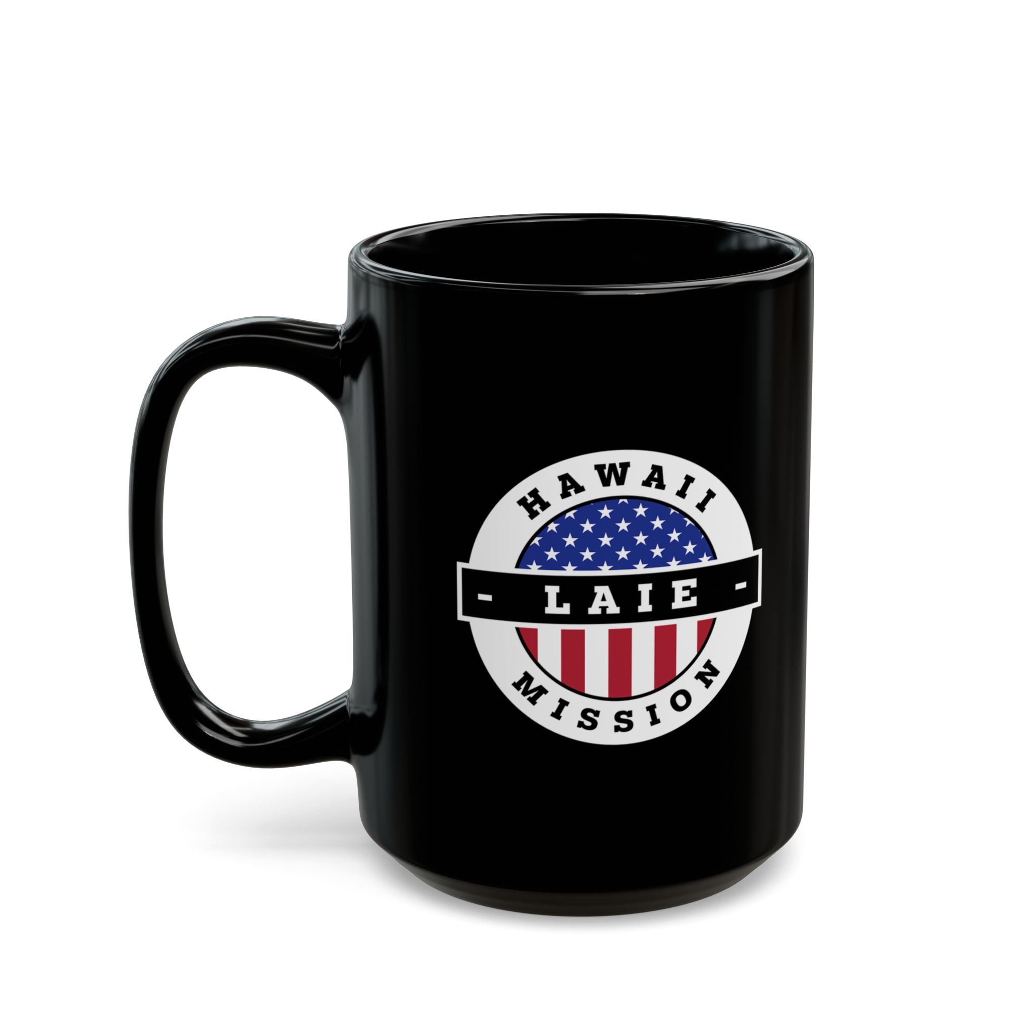 Hawaii Laie Mission Circular Flag Black Ceramic Mug - Latter-Day Saint LDS Missionary Gift - Book of Mormon