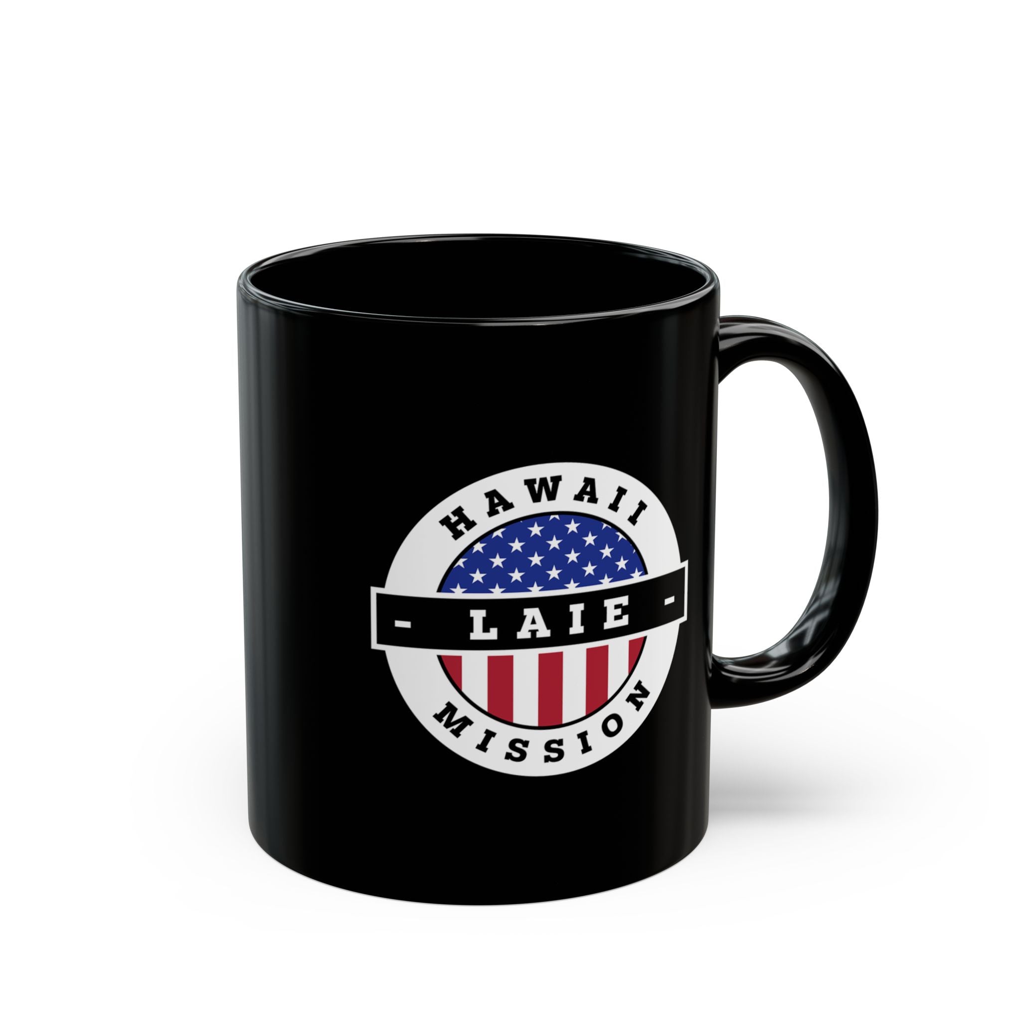 Hawaii Laie Mission Circular Flag Black Ceramic Mug - Latter-Day Saint LDS Missionary Gift - Book of Mormon