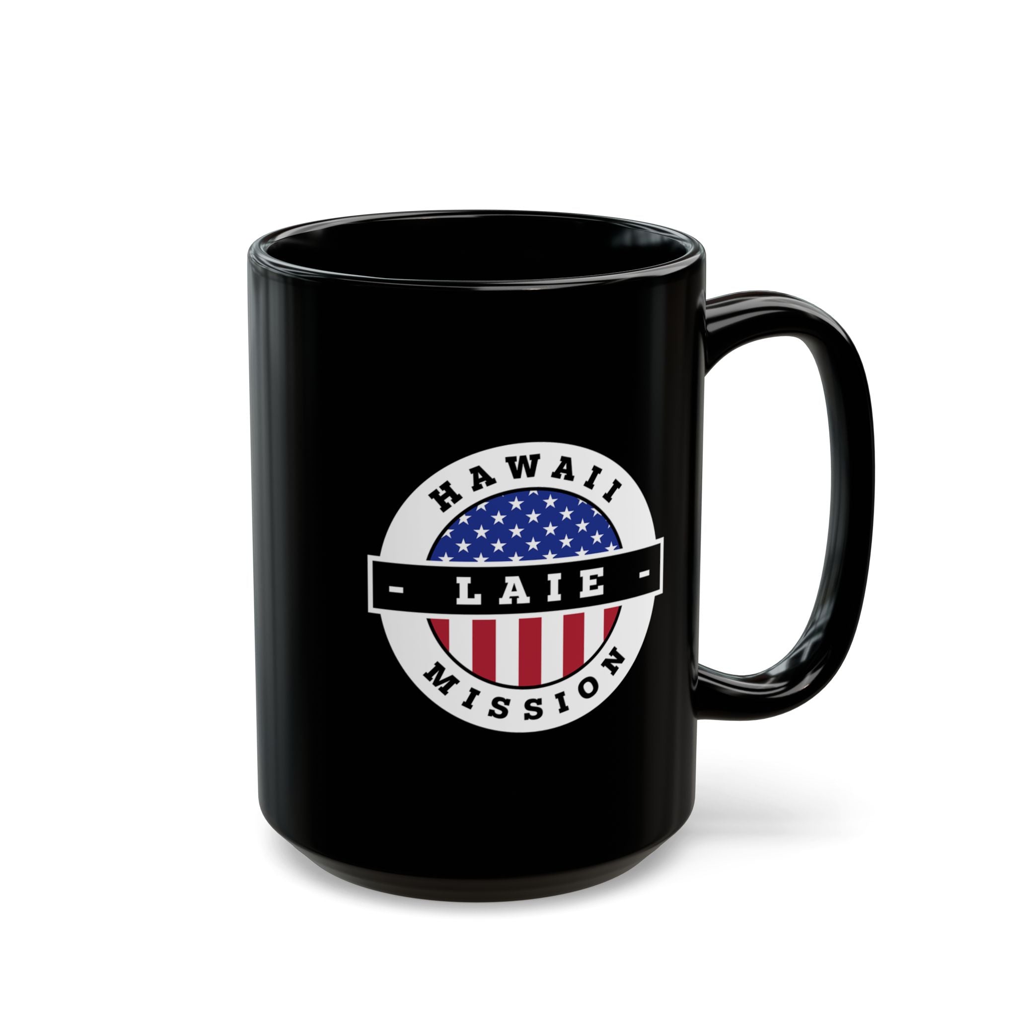 Hawaii Laie Mission Circular Flag Black Ceramic Mug - Latter-Day Saint LDS Missionary Gift - Book of Mormon