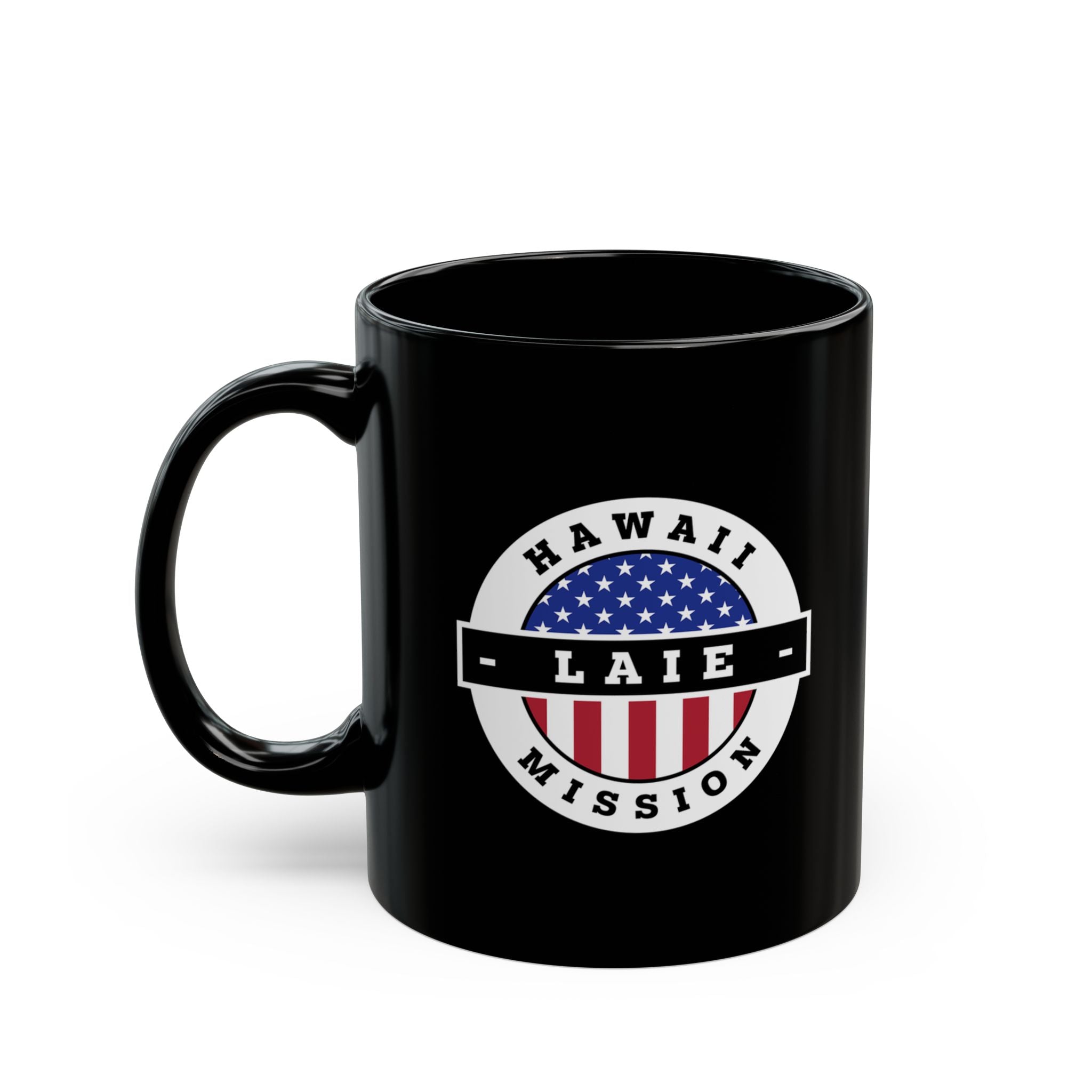 Hawaii Laie Mission Circular Flag Black Ceramic Mug - Latter-Day Saint LDS Missionary Gift - Book of Mormon