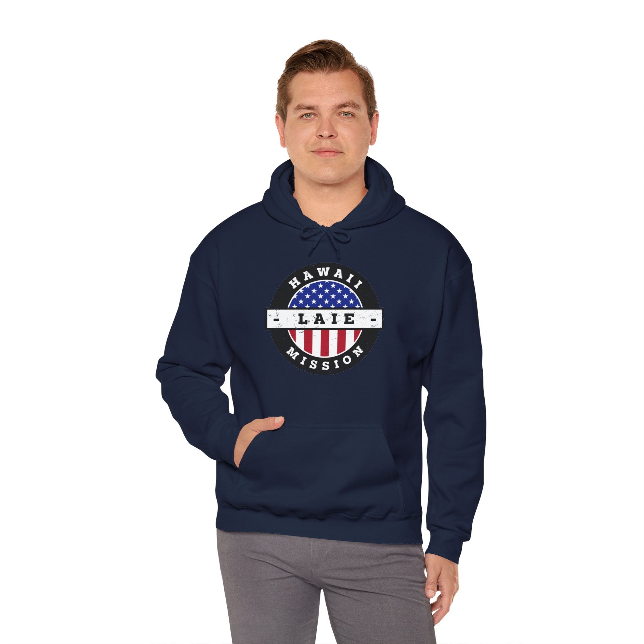 Hawaii Laie Mission Circular USA Flag Hoodie - Latter-Day Saint LDS Missionary Gift - Book of Mormon