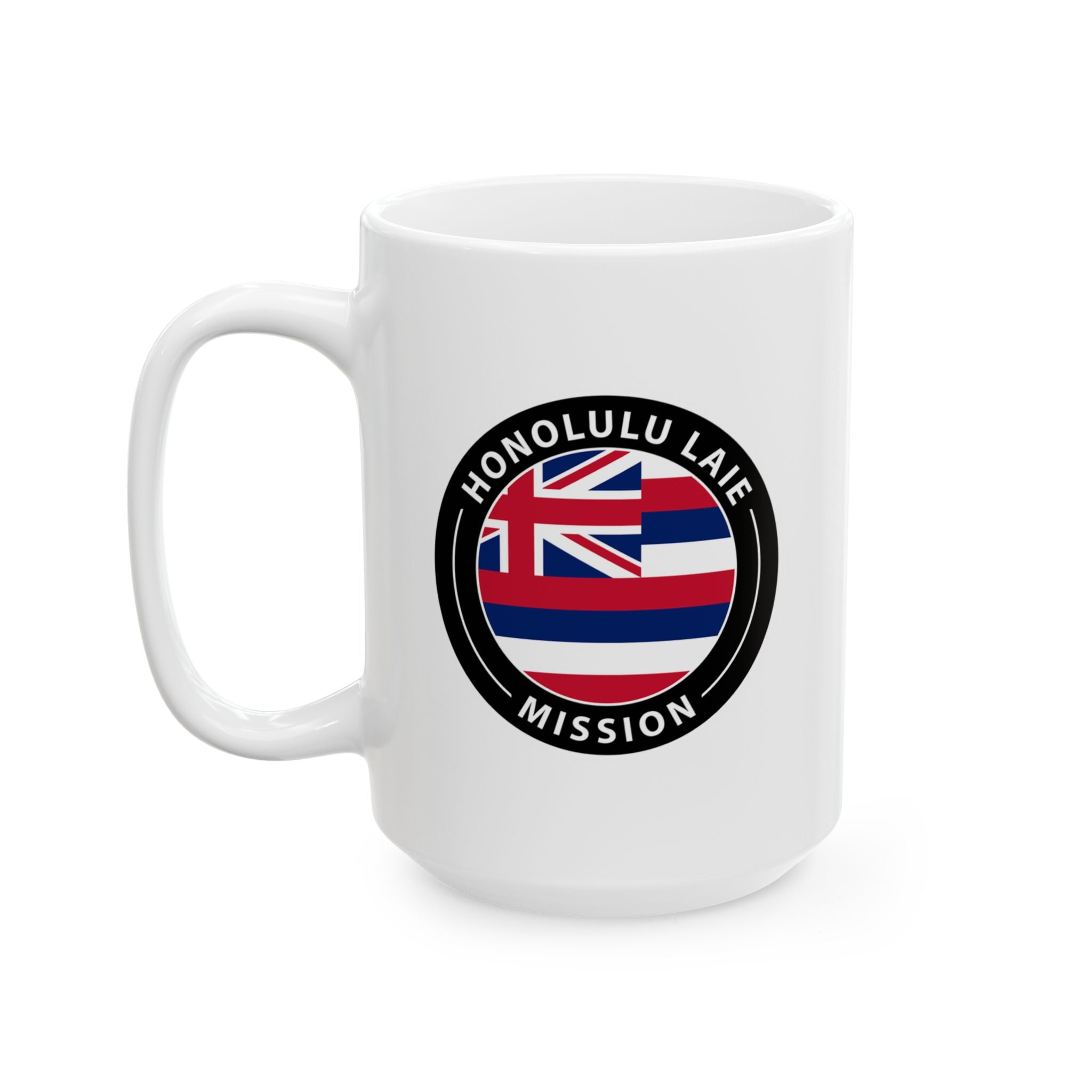 Hawaii Laie Mission State Flag Logo Ceramic Mug White Name - Latter-Day Saint LDS Missionary Gift - Book of Mormon